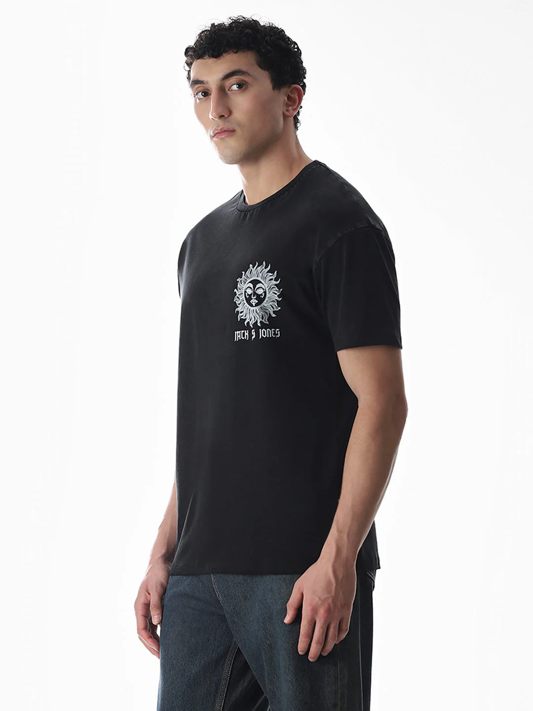 Black Printed Boxy Fit T-shirt - Image 3