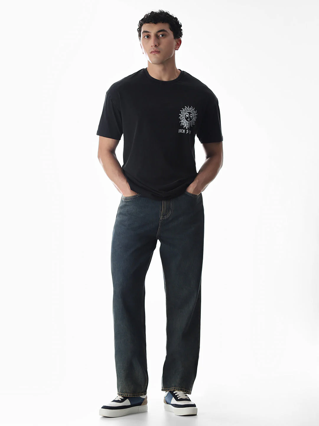 Black Printed Boxy Fit T-shirt - Image 6