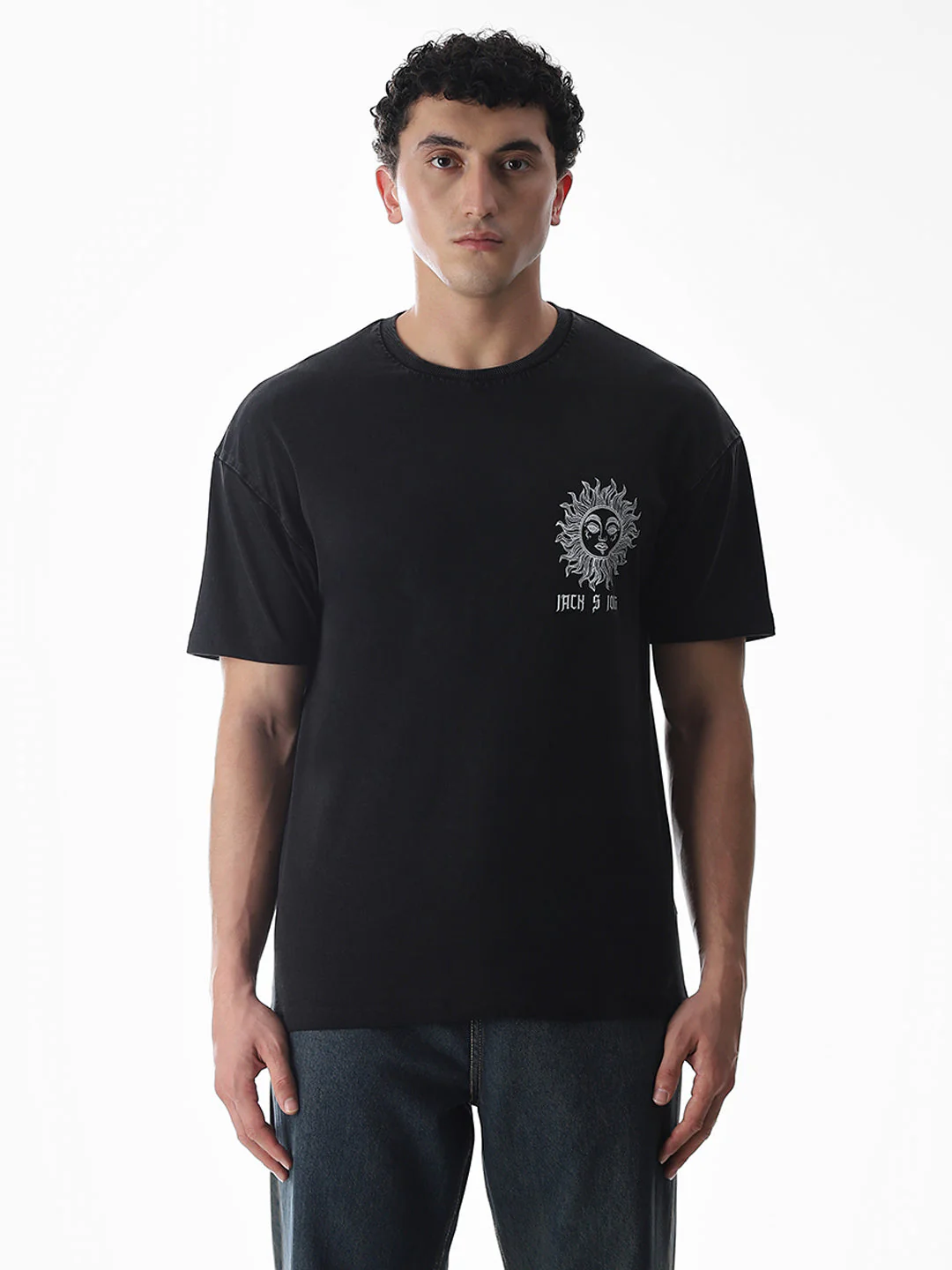Black Printed Boxy Fit T-shirt - Image 8