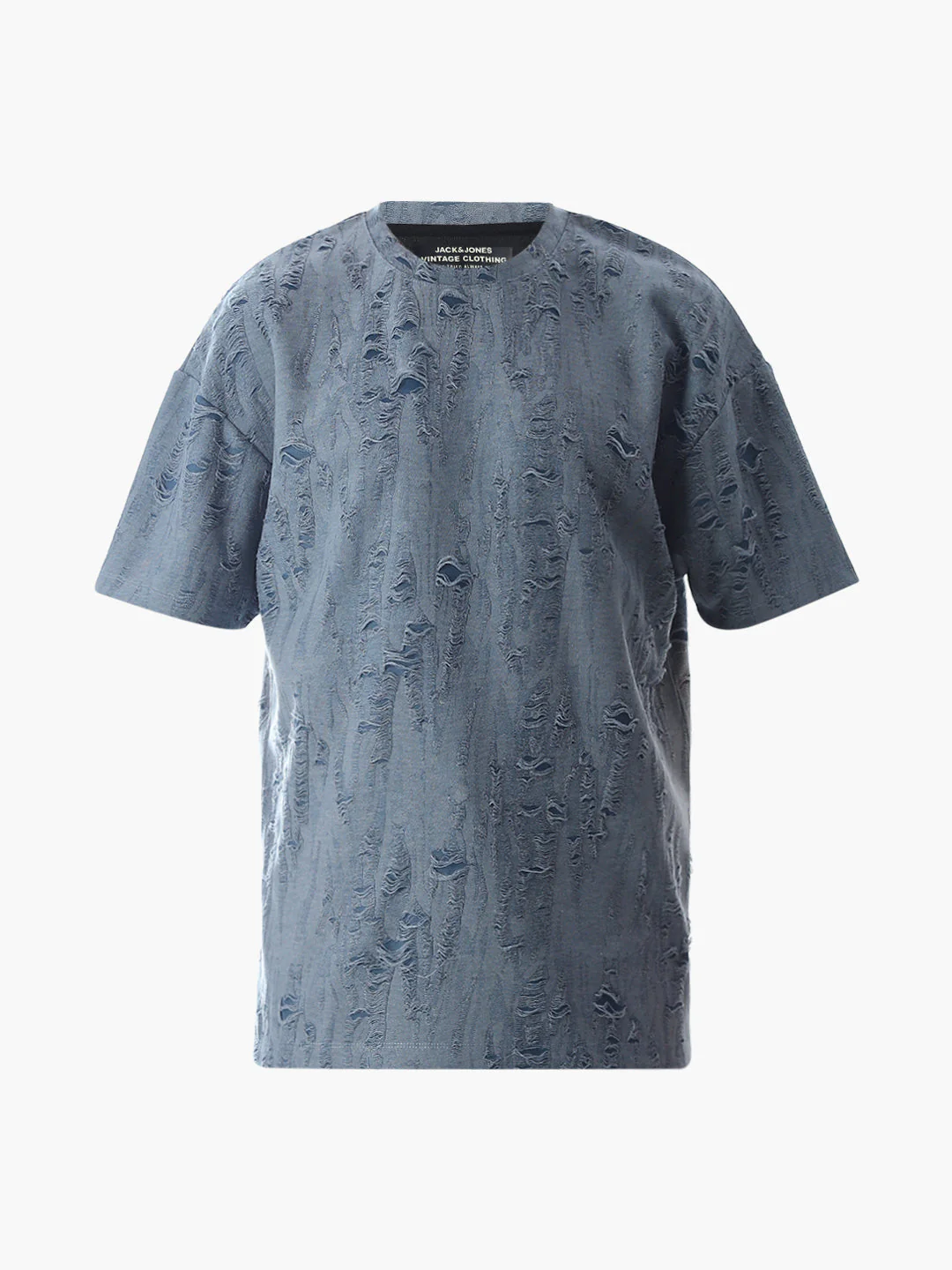 Blue Distressed Boxy Fit T-shirt - Image 7
