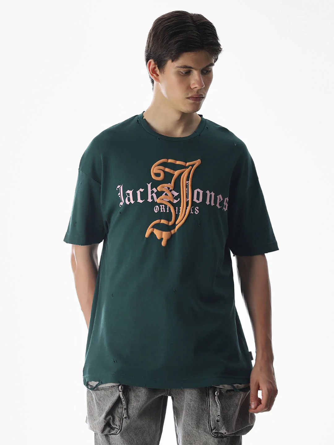 Green Logo Print Boxy Fit T-shirt - Image 2