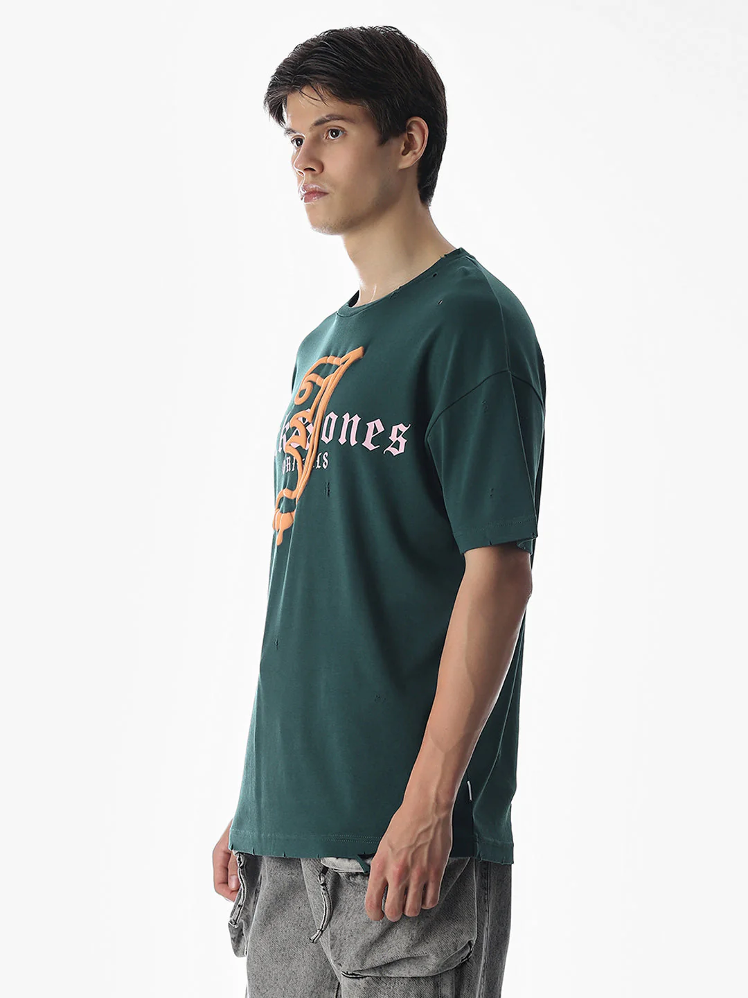 Green Logo Print Boxy Fit T-shirt - Image 3