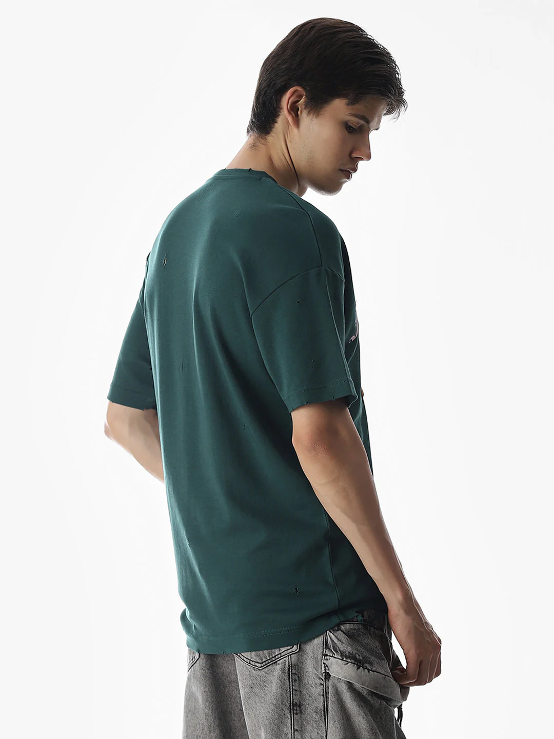 Green Logo Print Boxy Fit T-shirt - Image 4