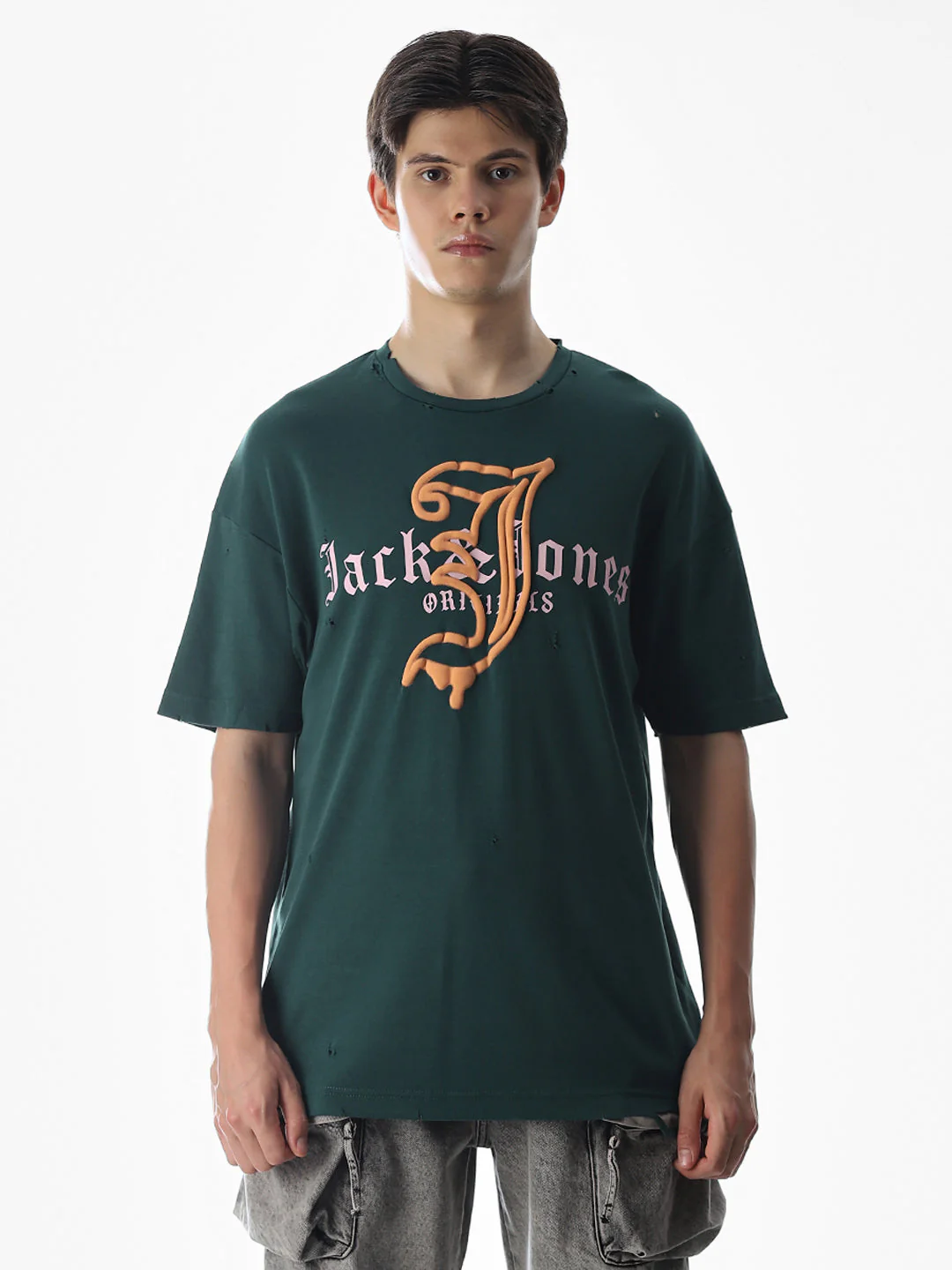 Green Logo Print Boxy Fit T-shirt - Image 8