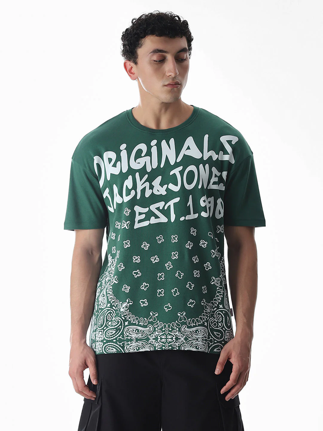 Green Logo Print Boxy Fit T-shirt - Image 2
