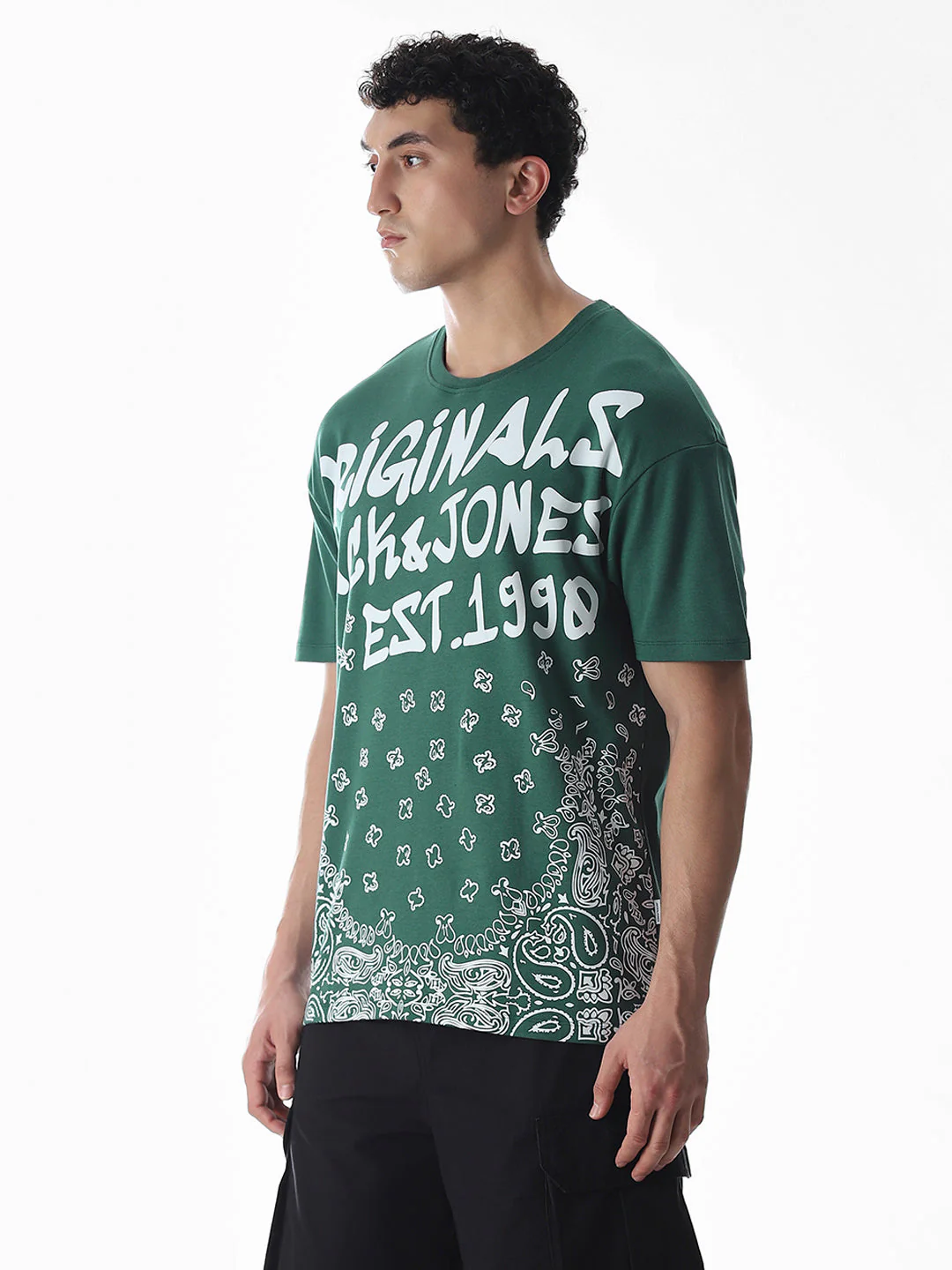 Green Logo Print Boxy Fit T-shirt - Image 3