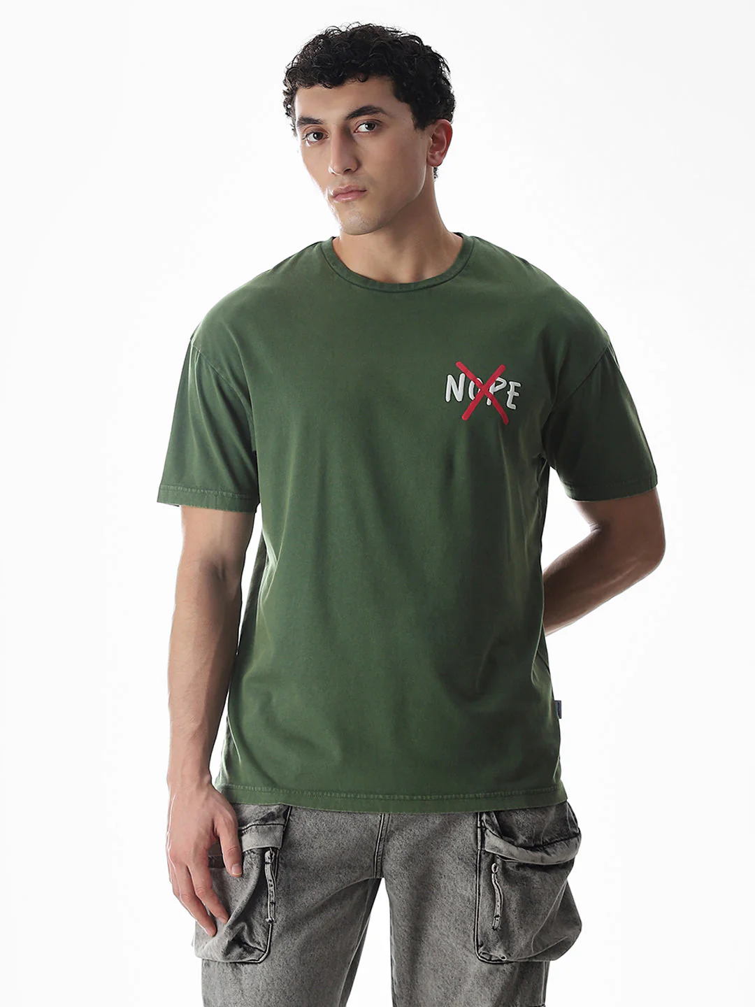 Green Slogan Print Boxy Fit T-shirt - Image 2