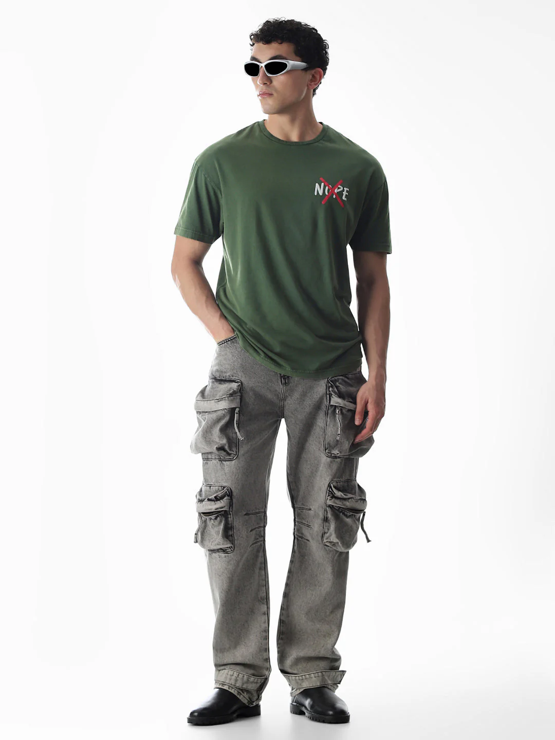 Green Slogan Print Boxy Fit T-shirt - Image 6
