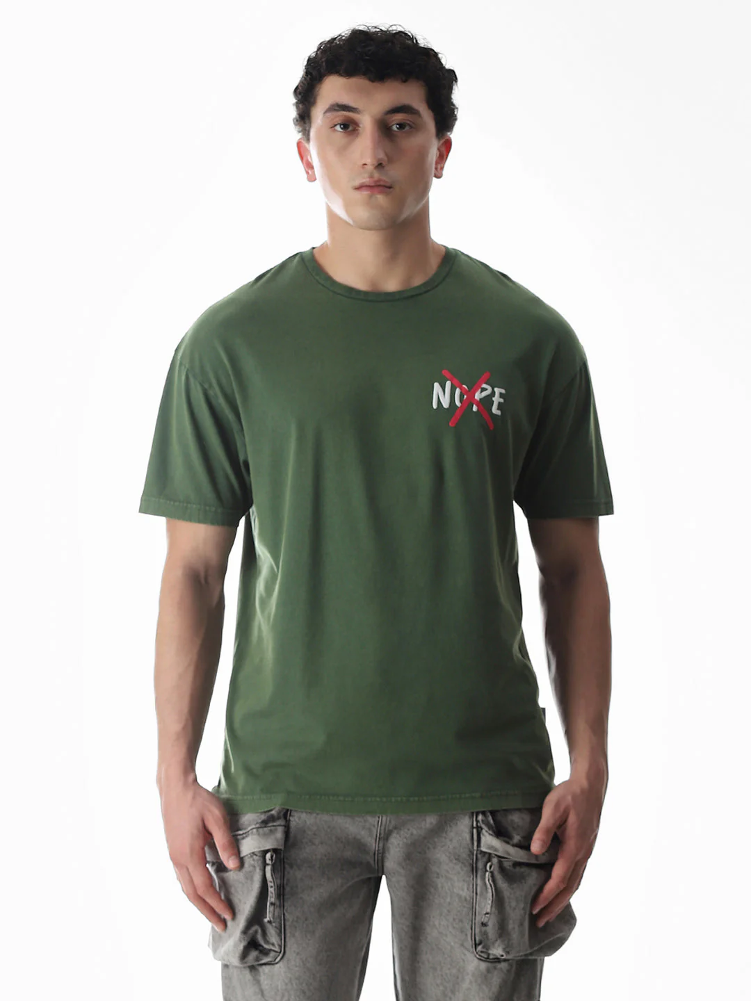 Green Slogan Print Boxy Fit T-shirt - Image 8
