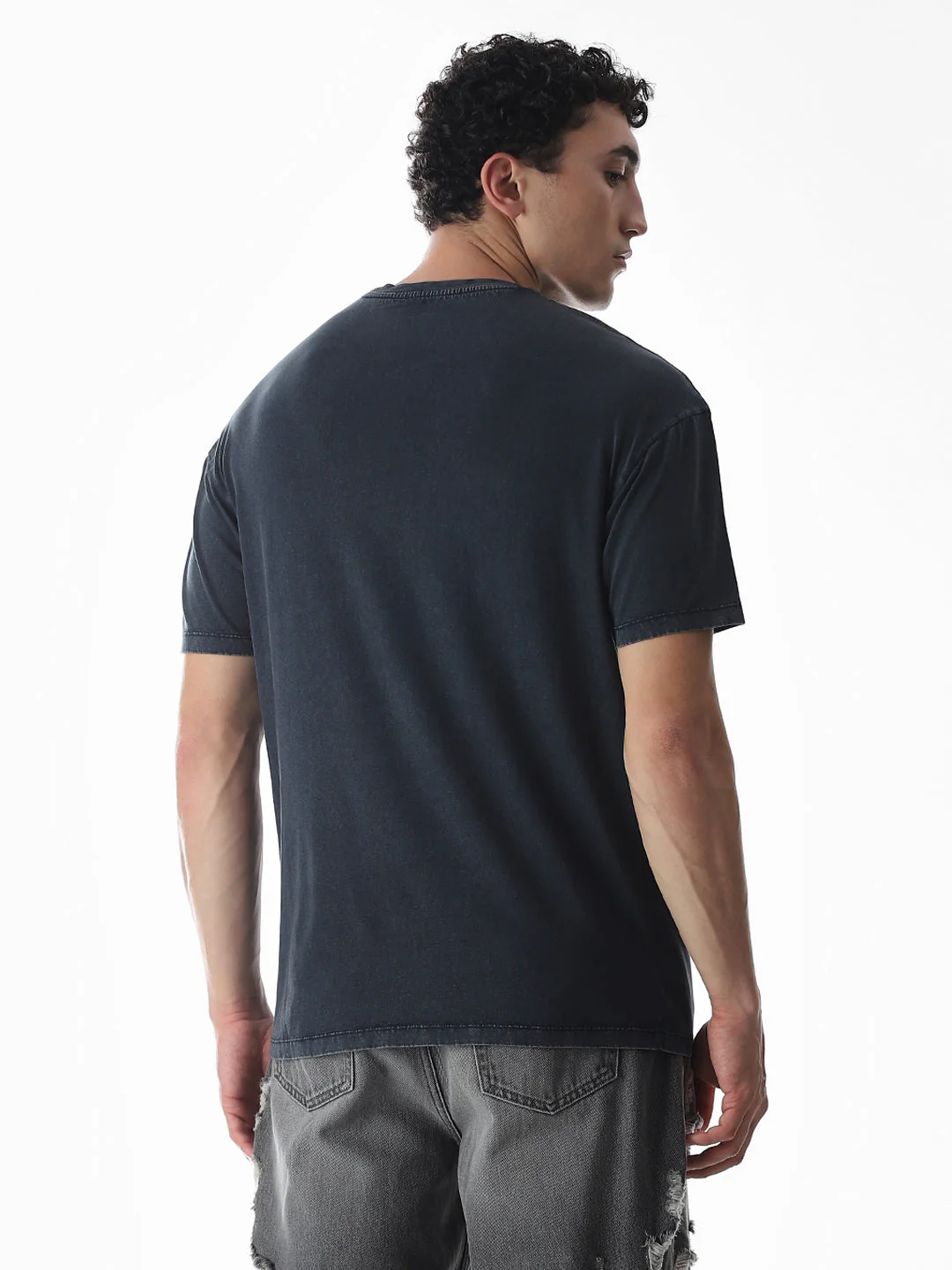 Blue Chain Detail Cotton T-shirt - Image 4