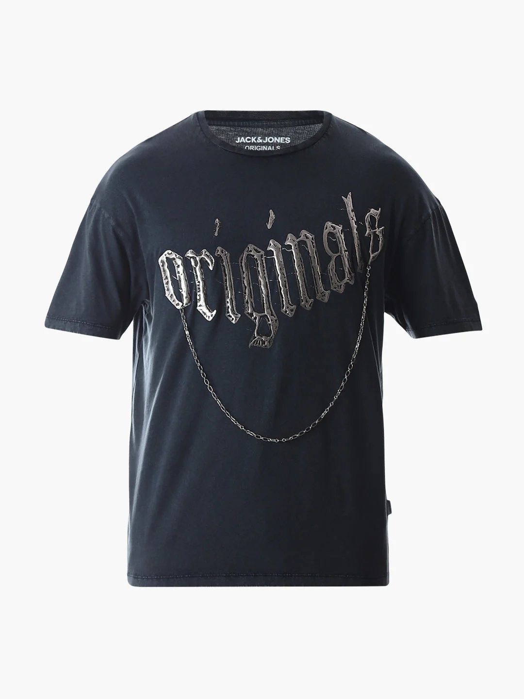 Blue Chain Detail Cotton T-shirt - Image 7