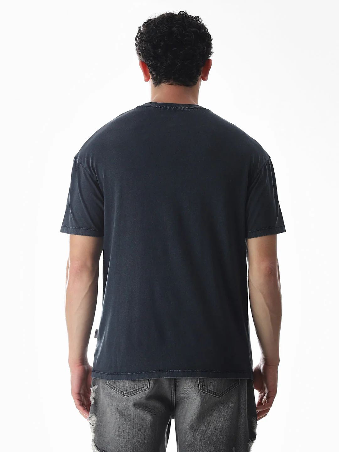 Blue Chain Detail Cotton T-shirt - Image 9
