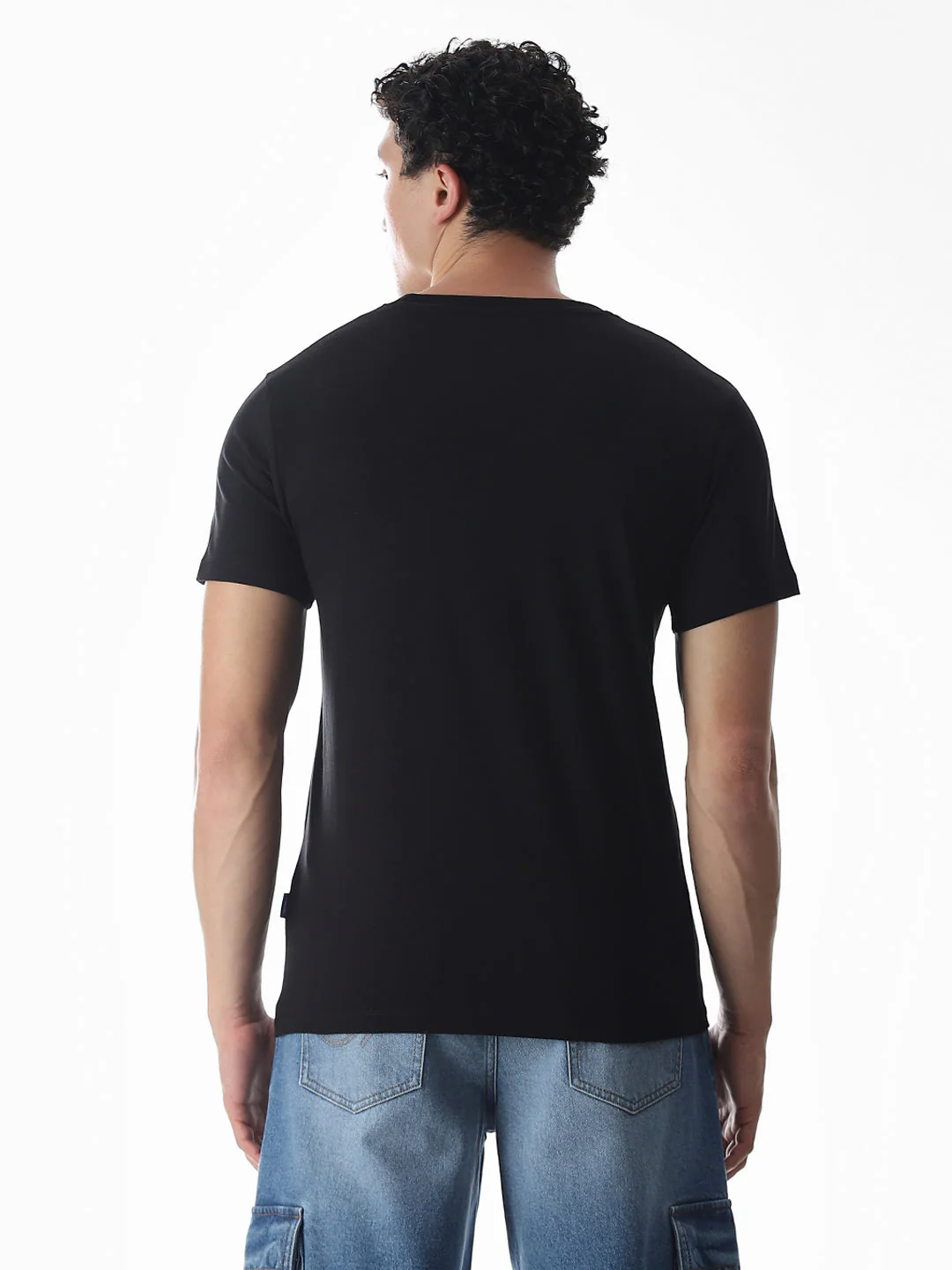 Black Printed Cotton T-shirt - Image 4