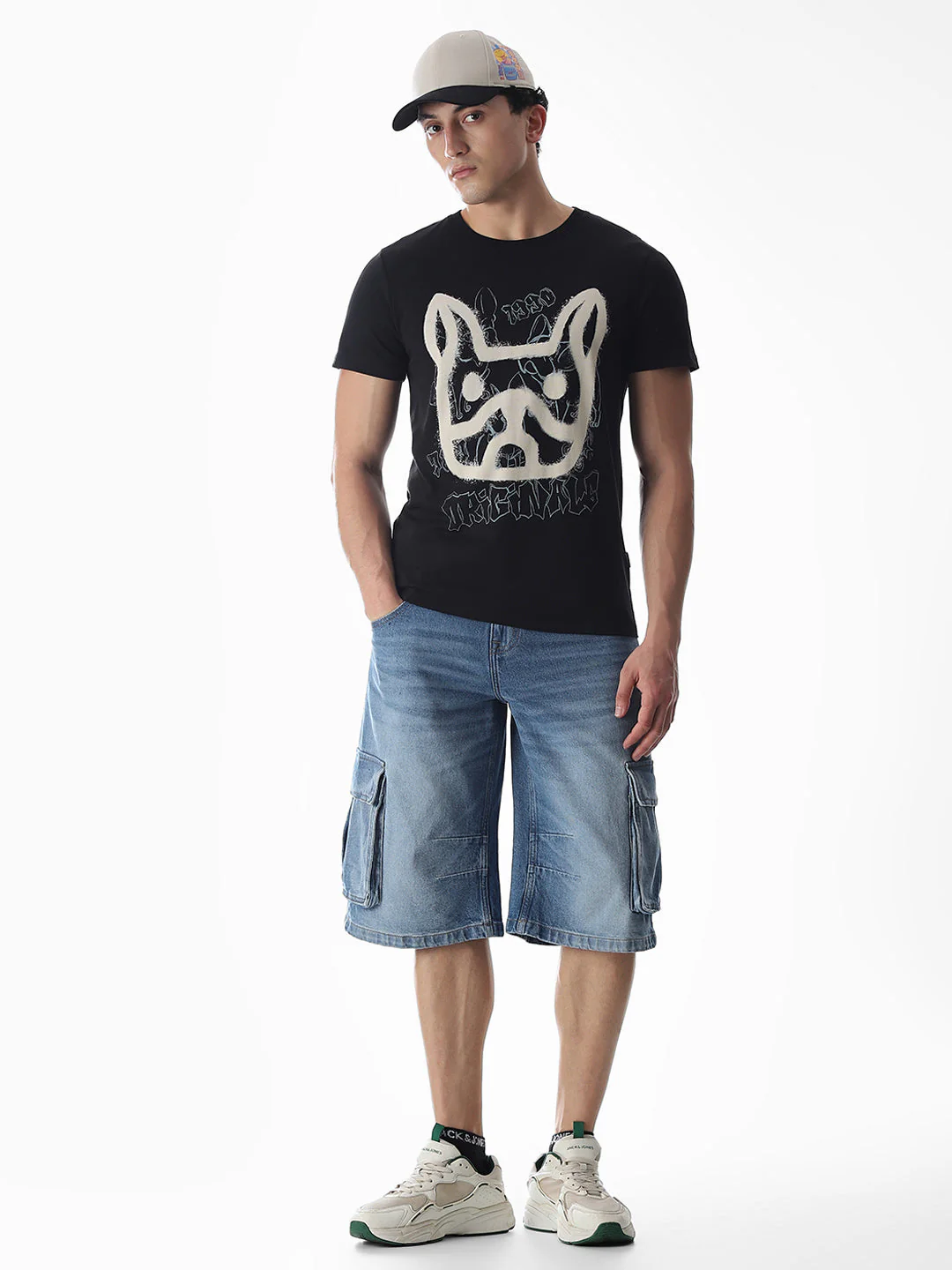 Black Printed Cotton T-shirt - Image 6