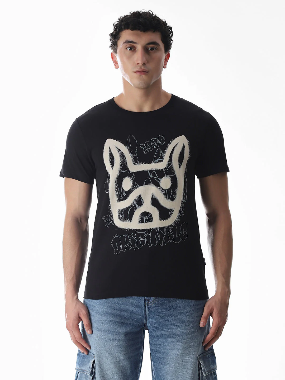 Black Printed Cotton T-shirt - Image 8