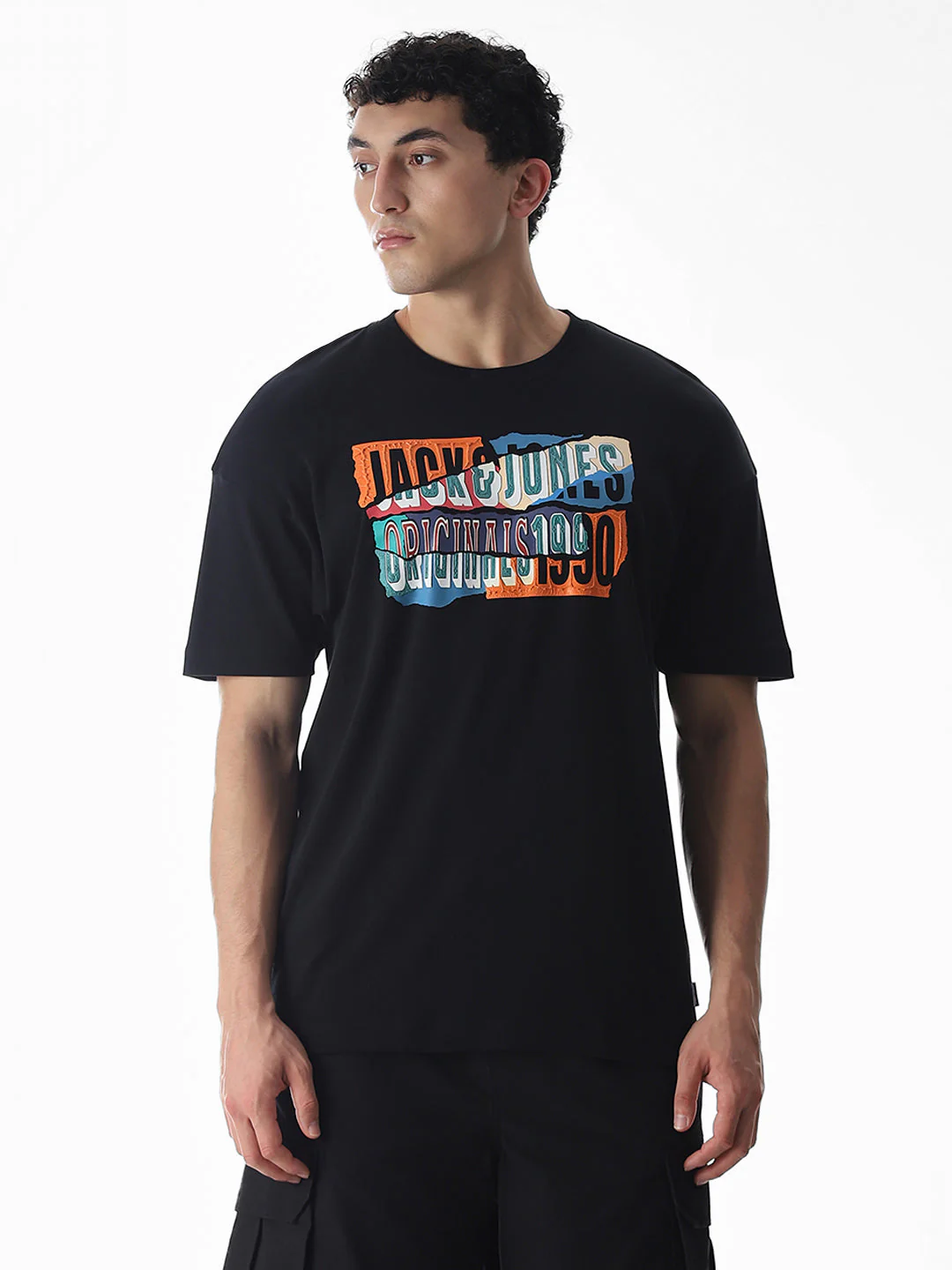 Black Logo Print Boxy Fit T-shirt - Image 2