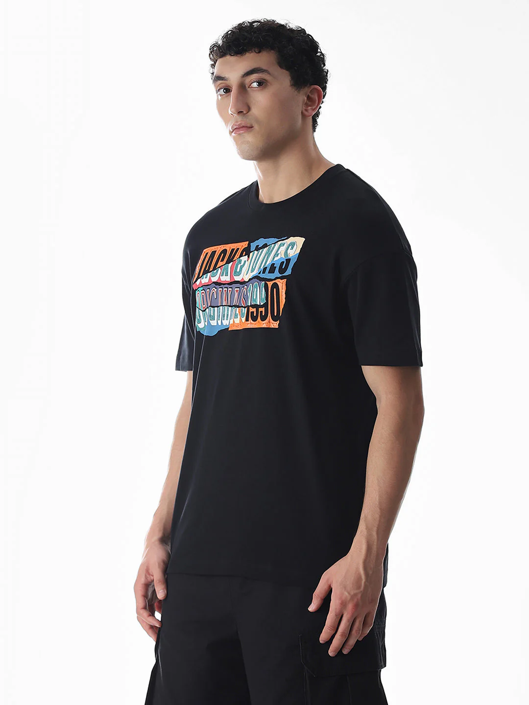 Black Logo Print Boxy Fit T-shirt - Image 3