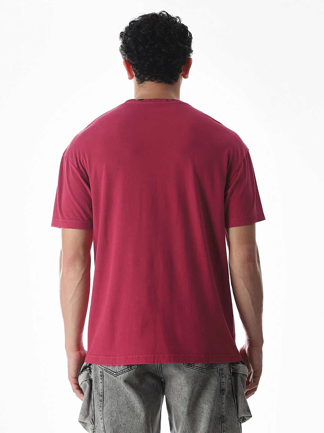 Dark Red Embellished Collar T-shirt - Image 9