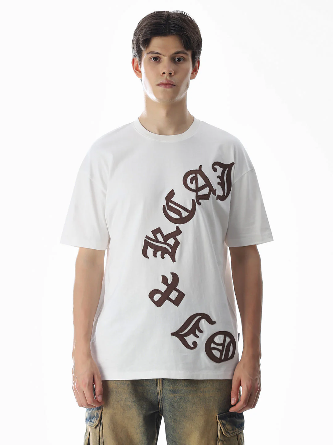 White Applique Patchwork T-shirt - Image 2