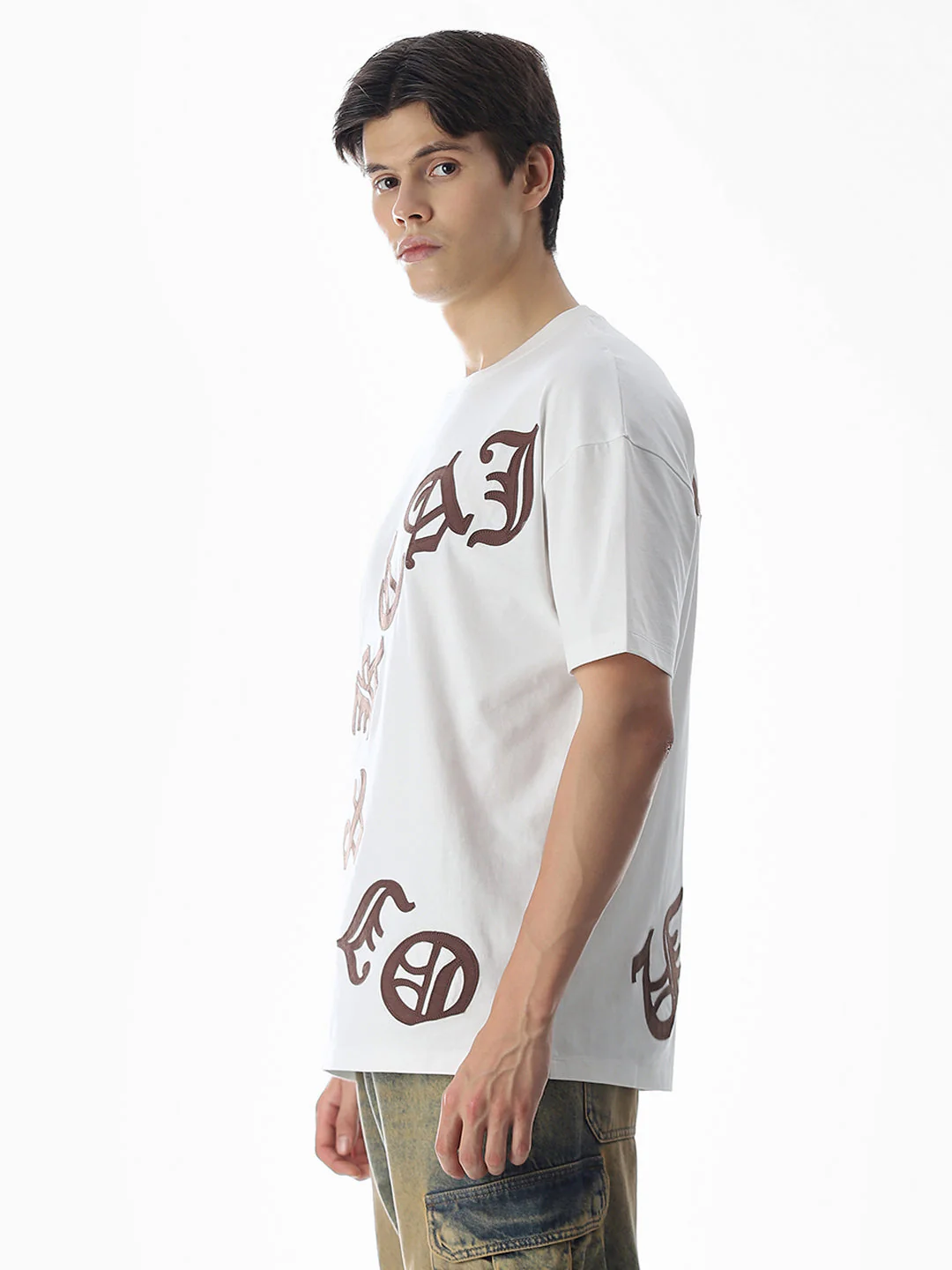 White Applique Patchwork T-shirt - Image 3