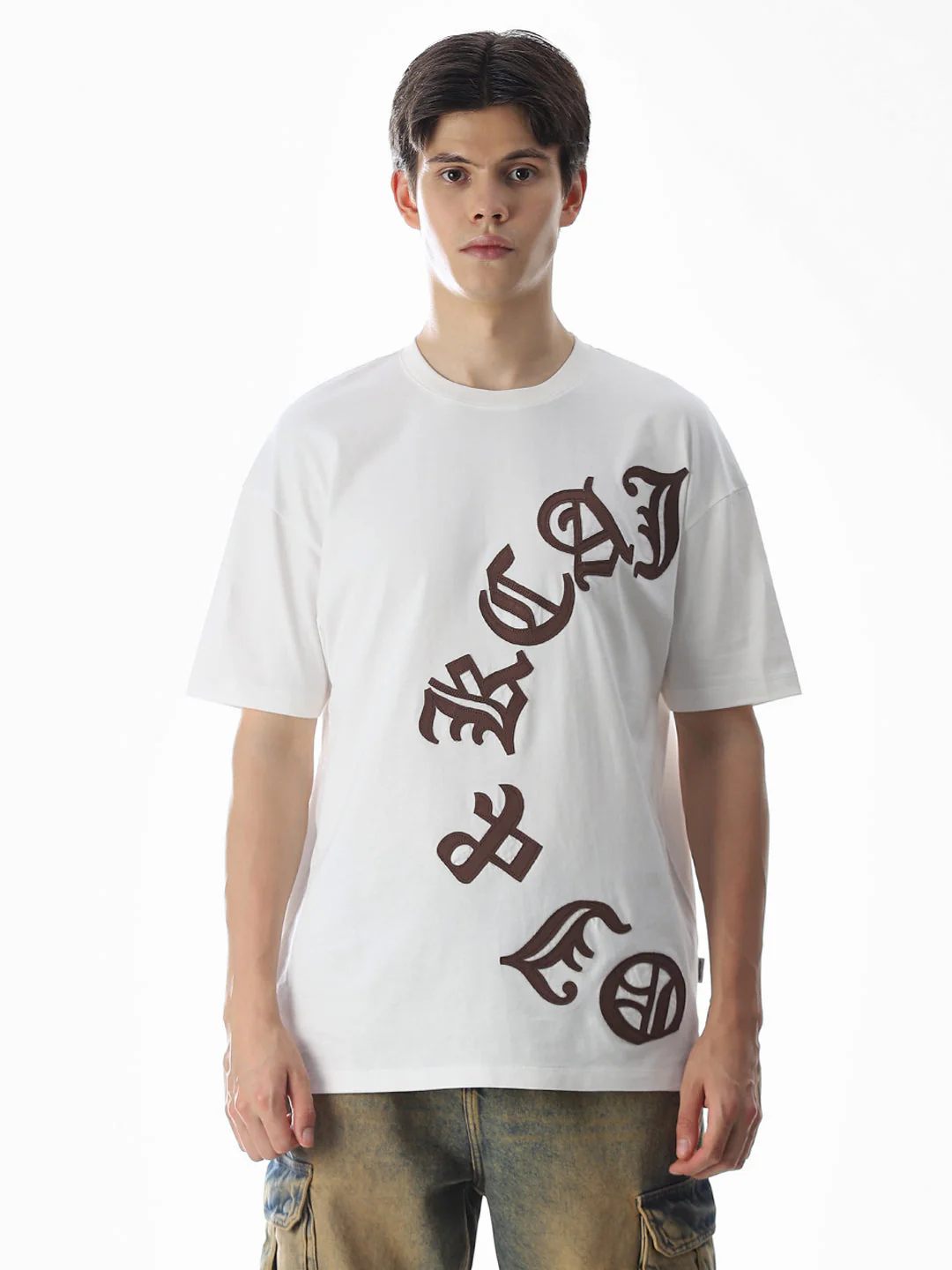 White Applique Patchwork T-shirt - Image 9