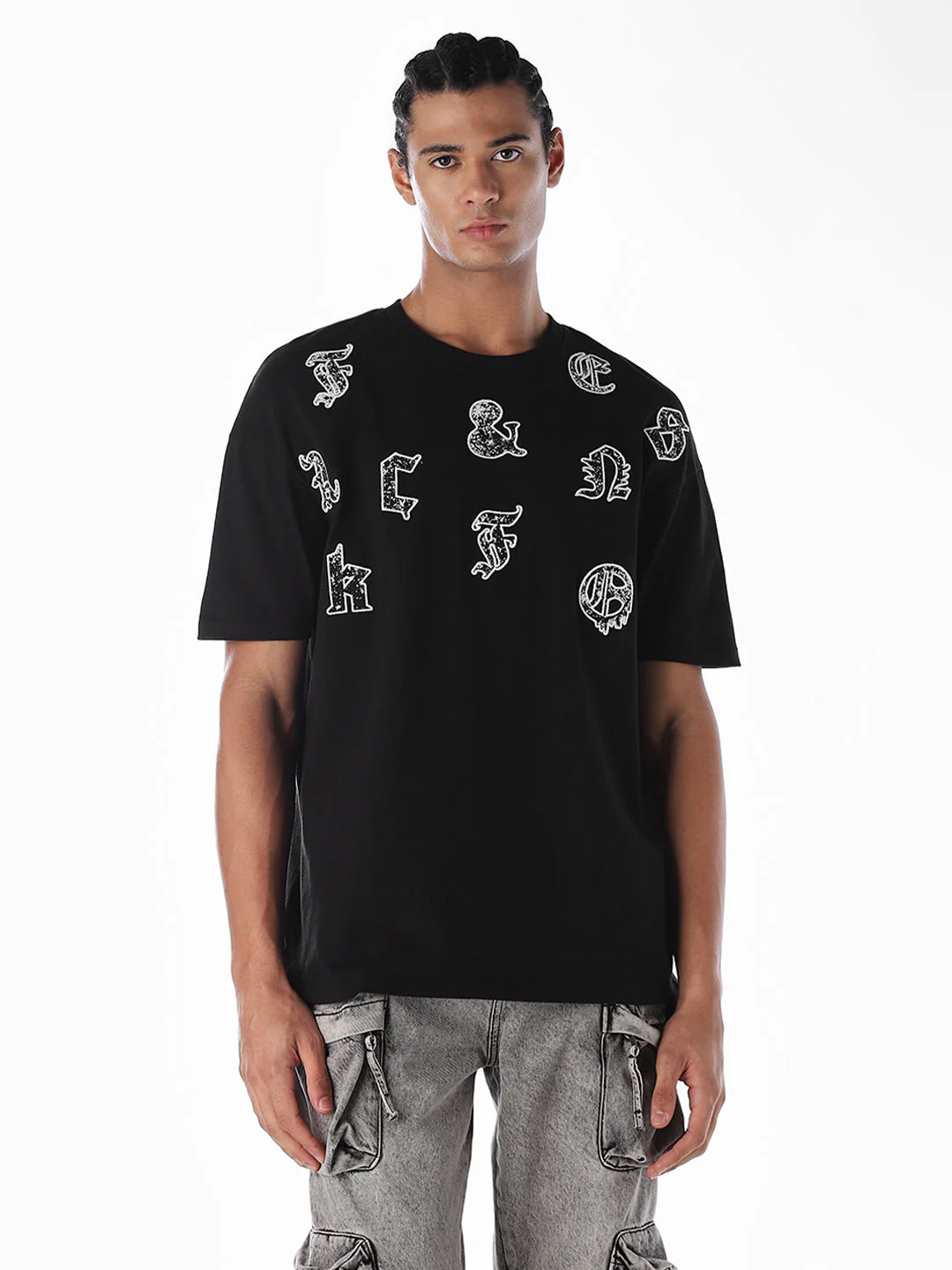 Embroidered Print Oversized T-shirt - Image 2