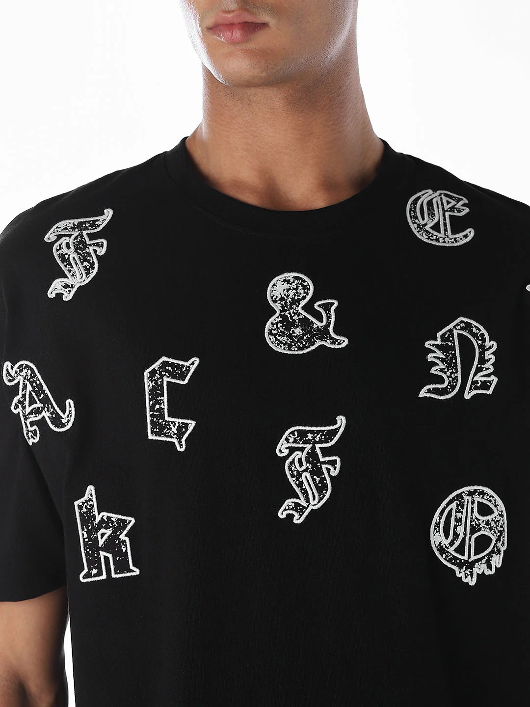 Embroidered Print Oversized T-shirt - Image 5