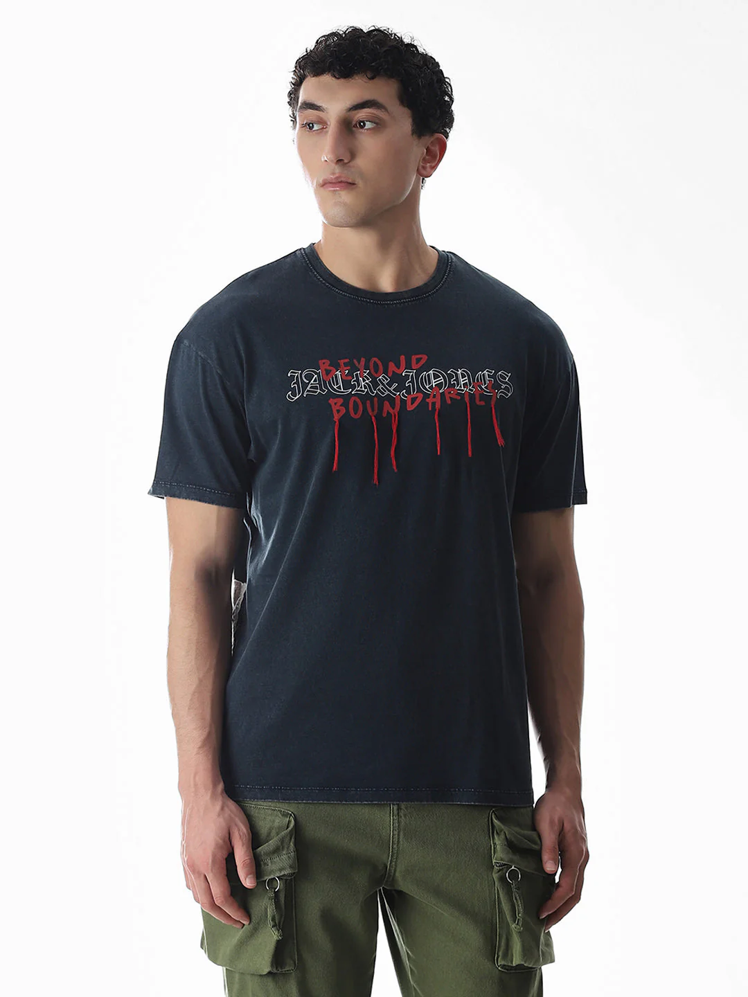 Blue Logo Text Boxy Fit T-shirt - Image 2