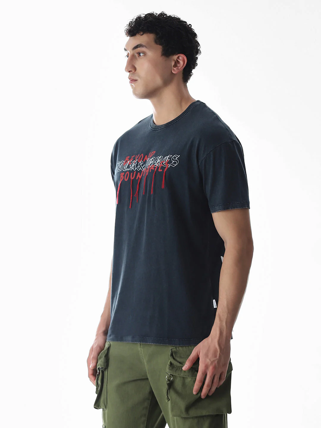 Blue Logo Text Boxy Fit T-shirt - Image 3