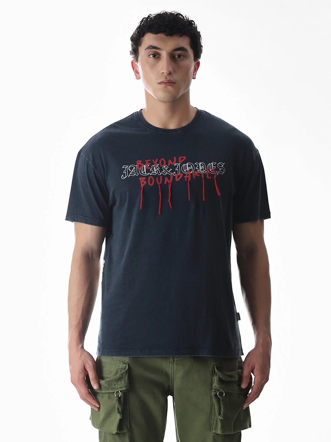 Blue Logo Text Boxy Fit T-shirt - Image 8