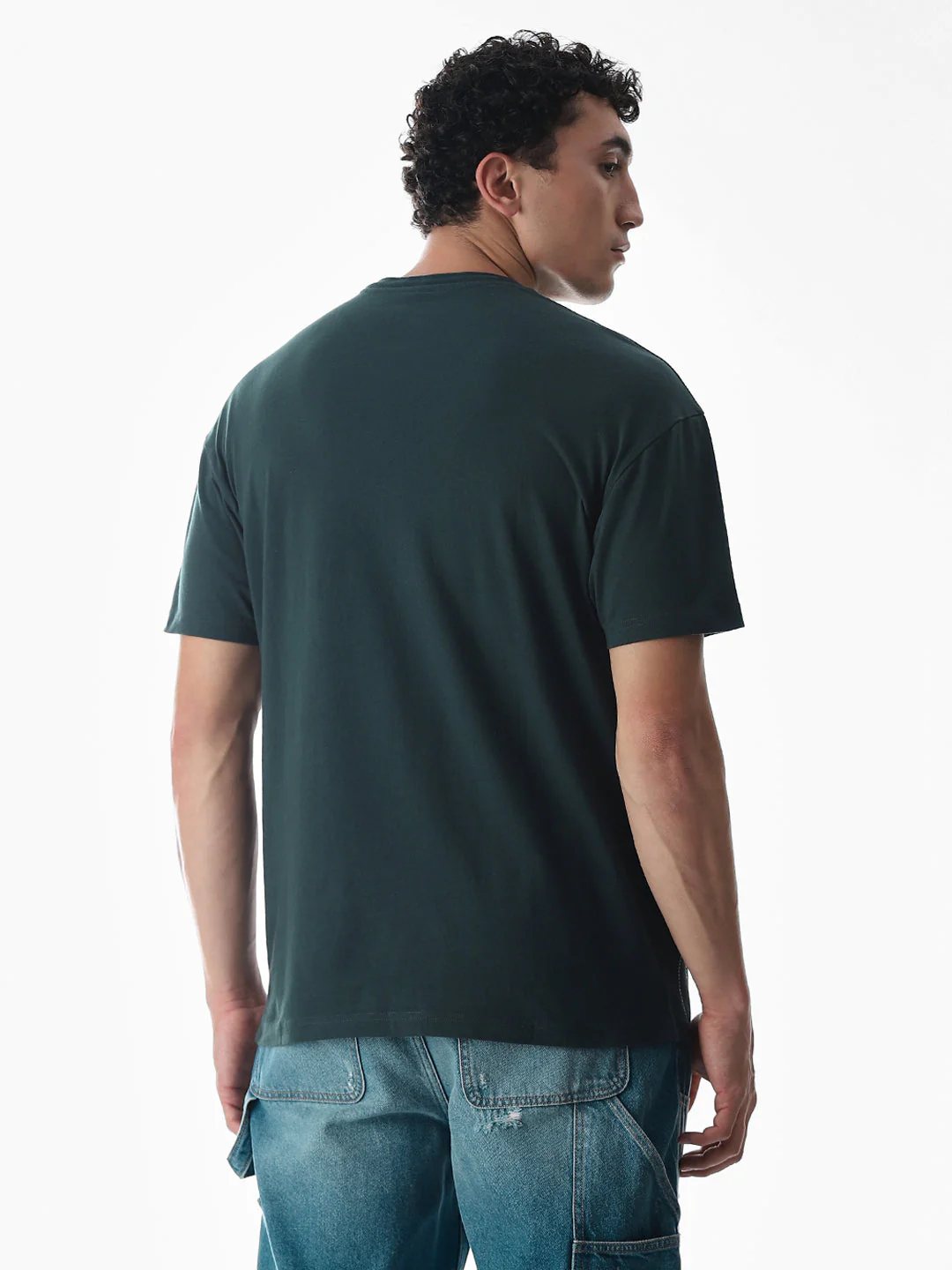 Green Embroidered Print Cotton T-shirt - Image 4