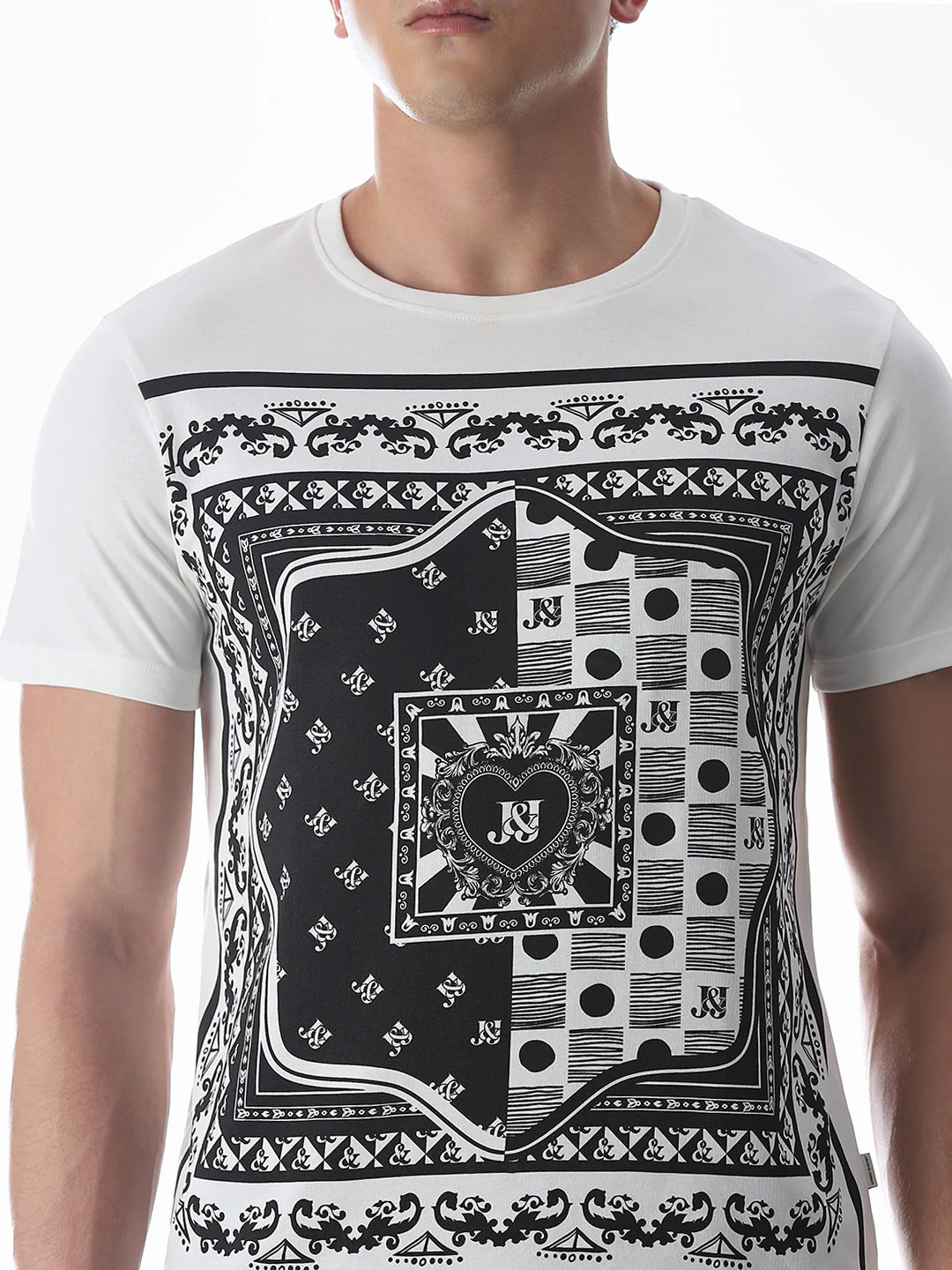 White Printed Cotton T-shirt - Image 5