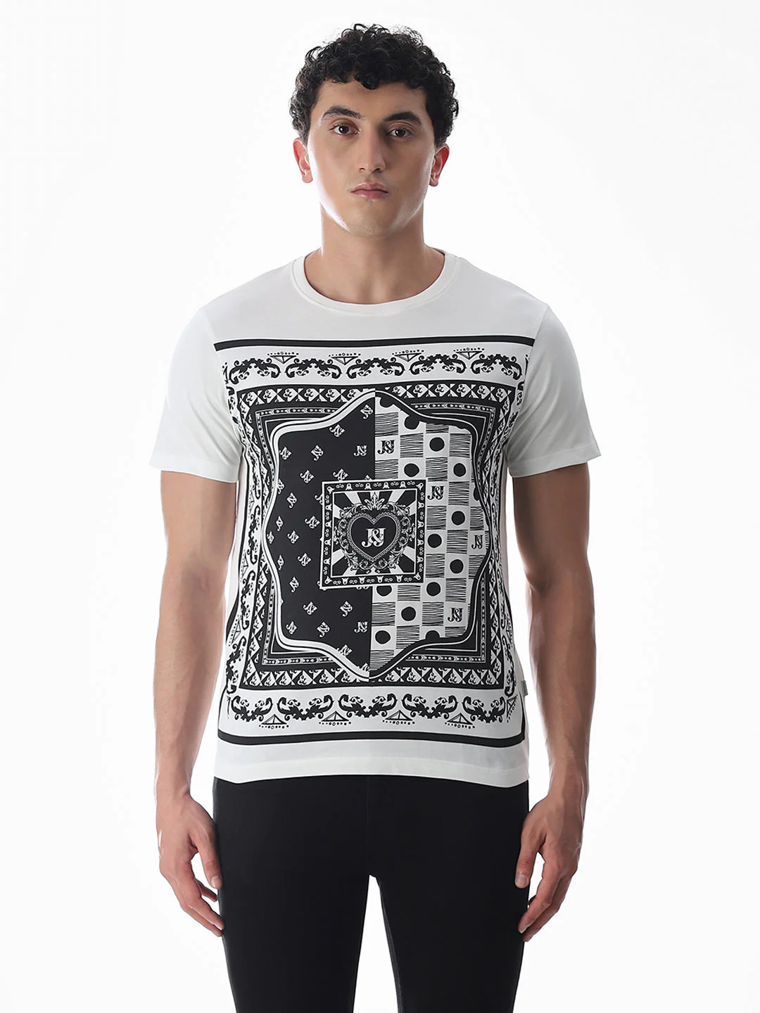 White Printed Cotton T-shirt - Image 8