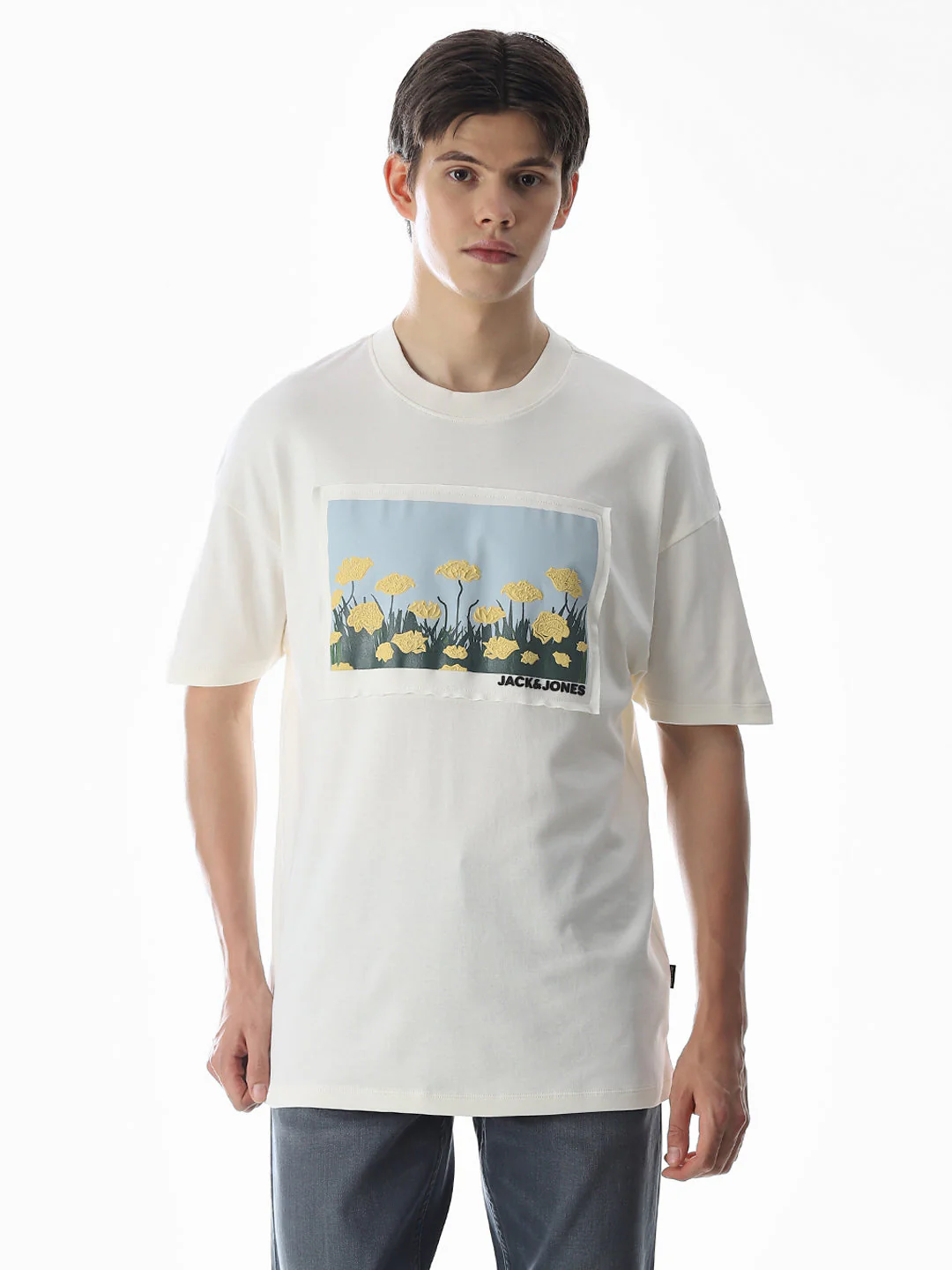 White Graphic Print Cotton T-shirt - Image 2