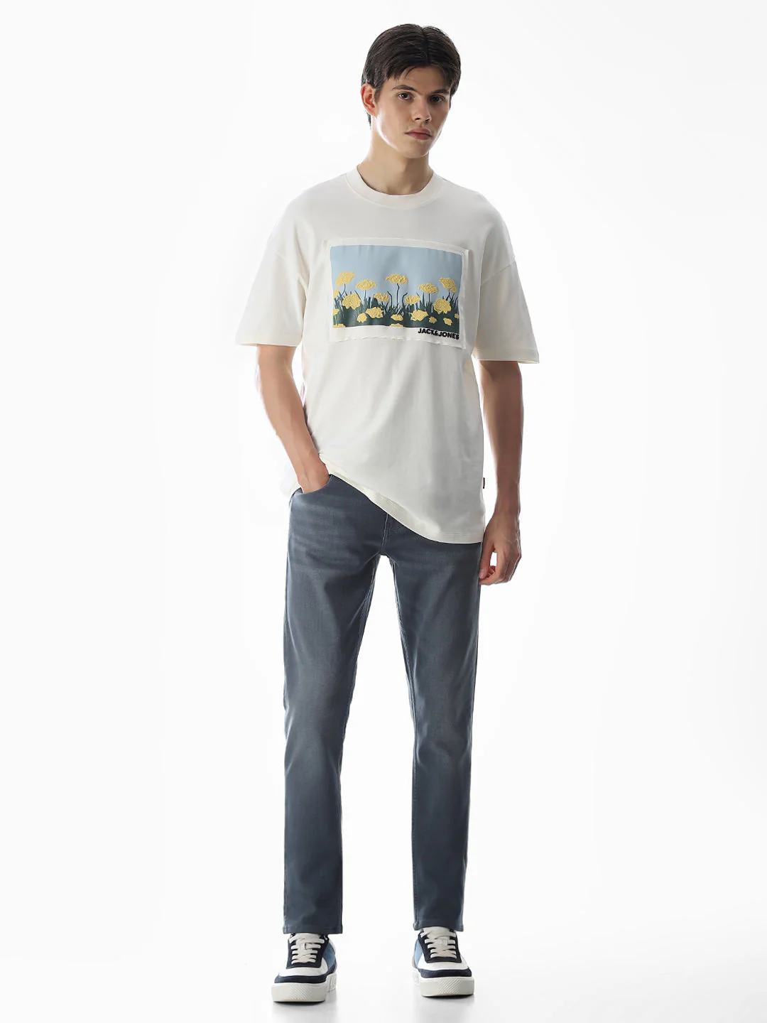 White Graphic Print Cotton T-shirt - Image 6