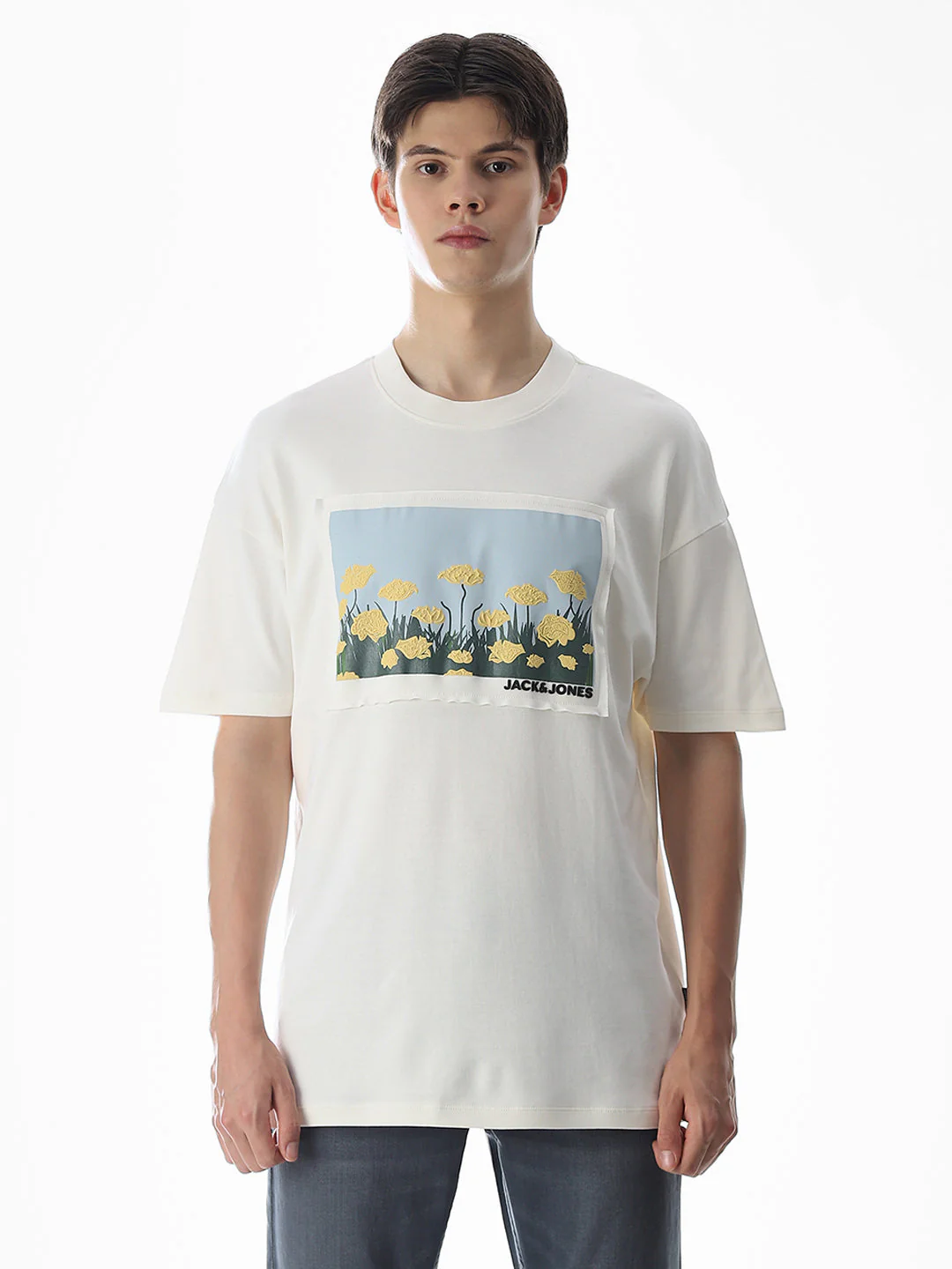 White Graphic Print Cotton T-shirt - Image 8