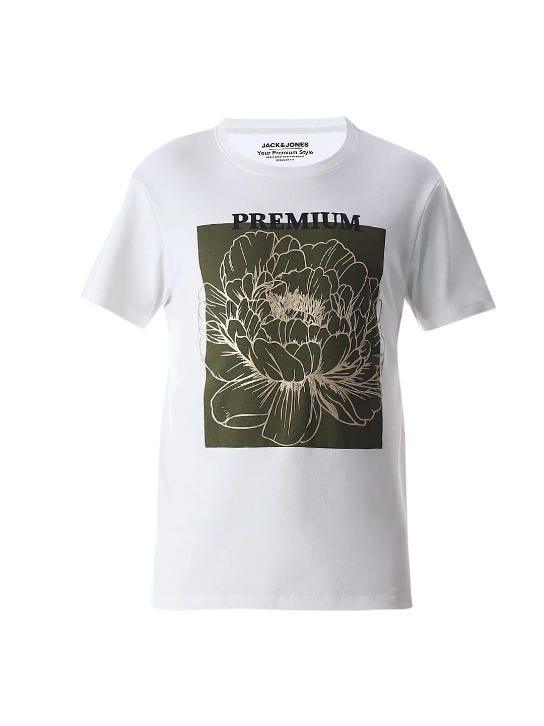 White Printed Crew Neck T-shirt - Image 7