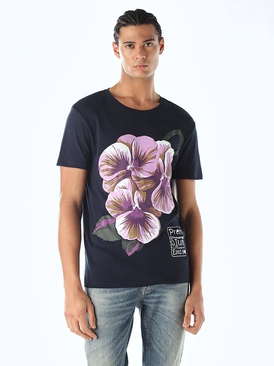 Navy Blue Printed T-shirt - Image 2