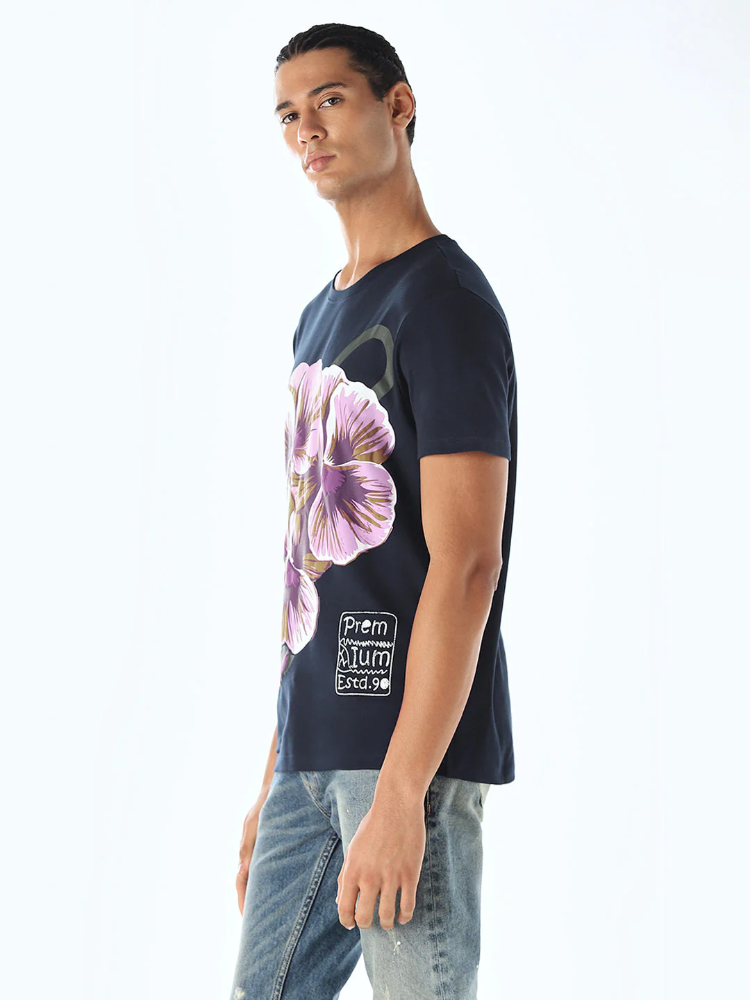 Navy Blue Printed T-shirt - Image 3