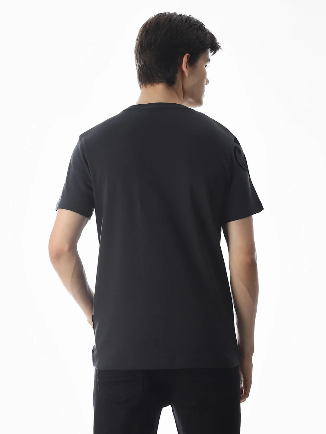 Black Printed Cotton T-shirt - Image 4
