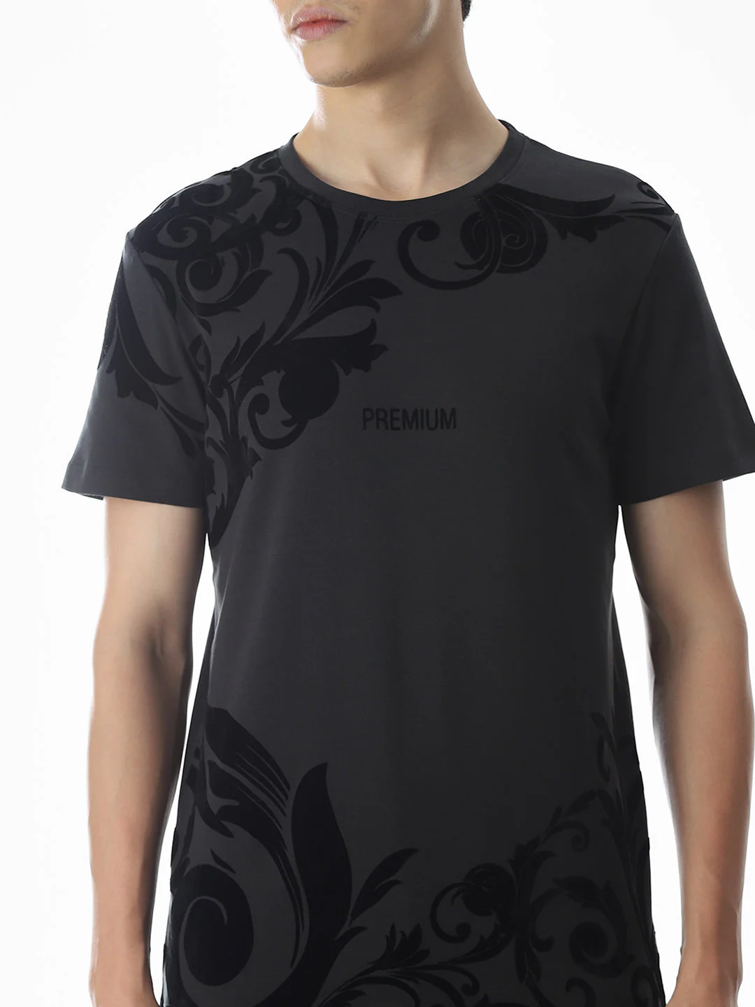 Black Printed Cotton T-shirt - Image 5