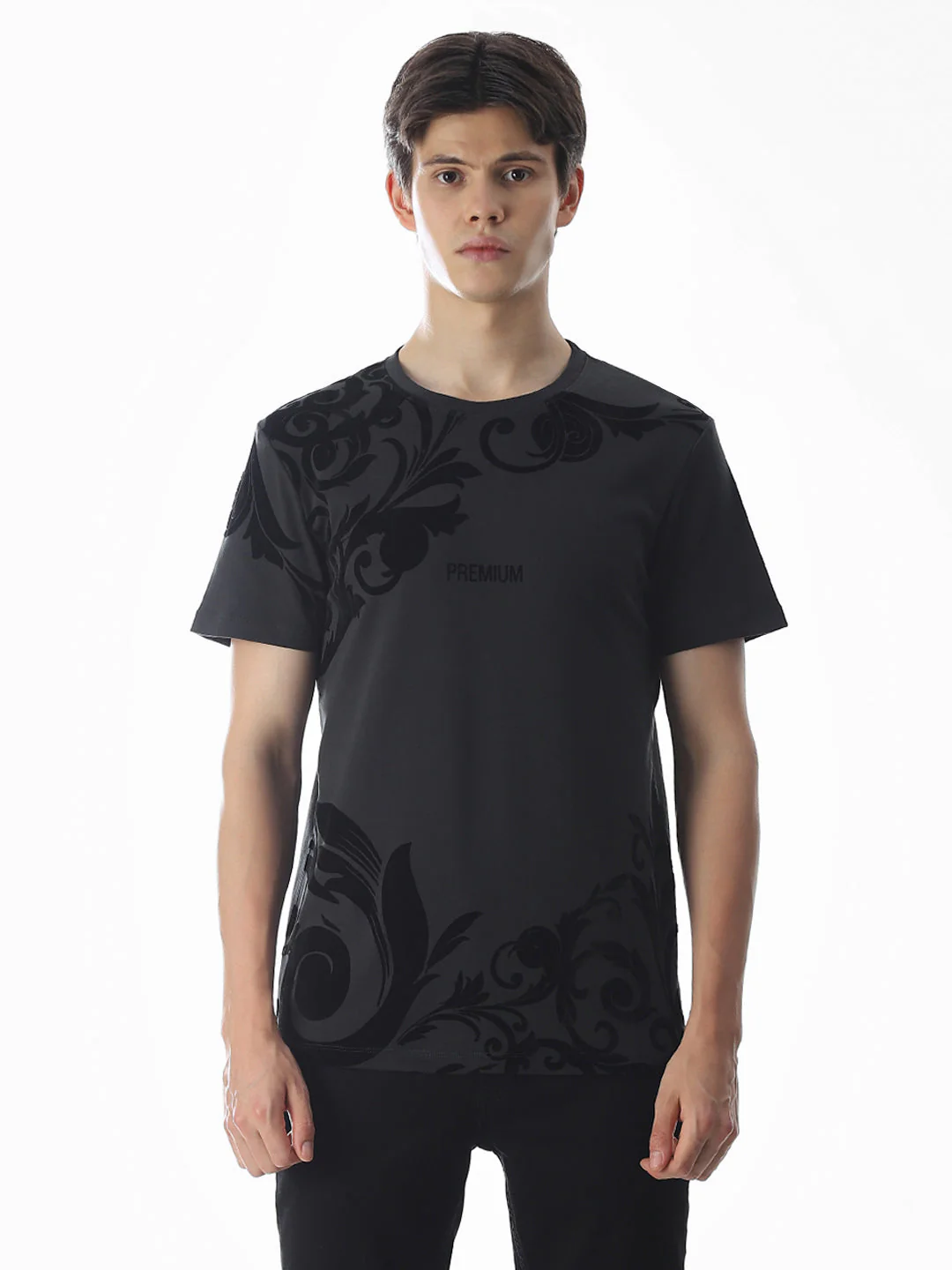Black Printed Cotton T-shirt - Image 8