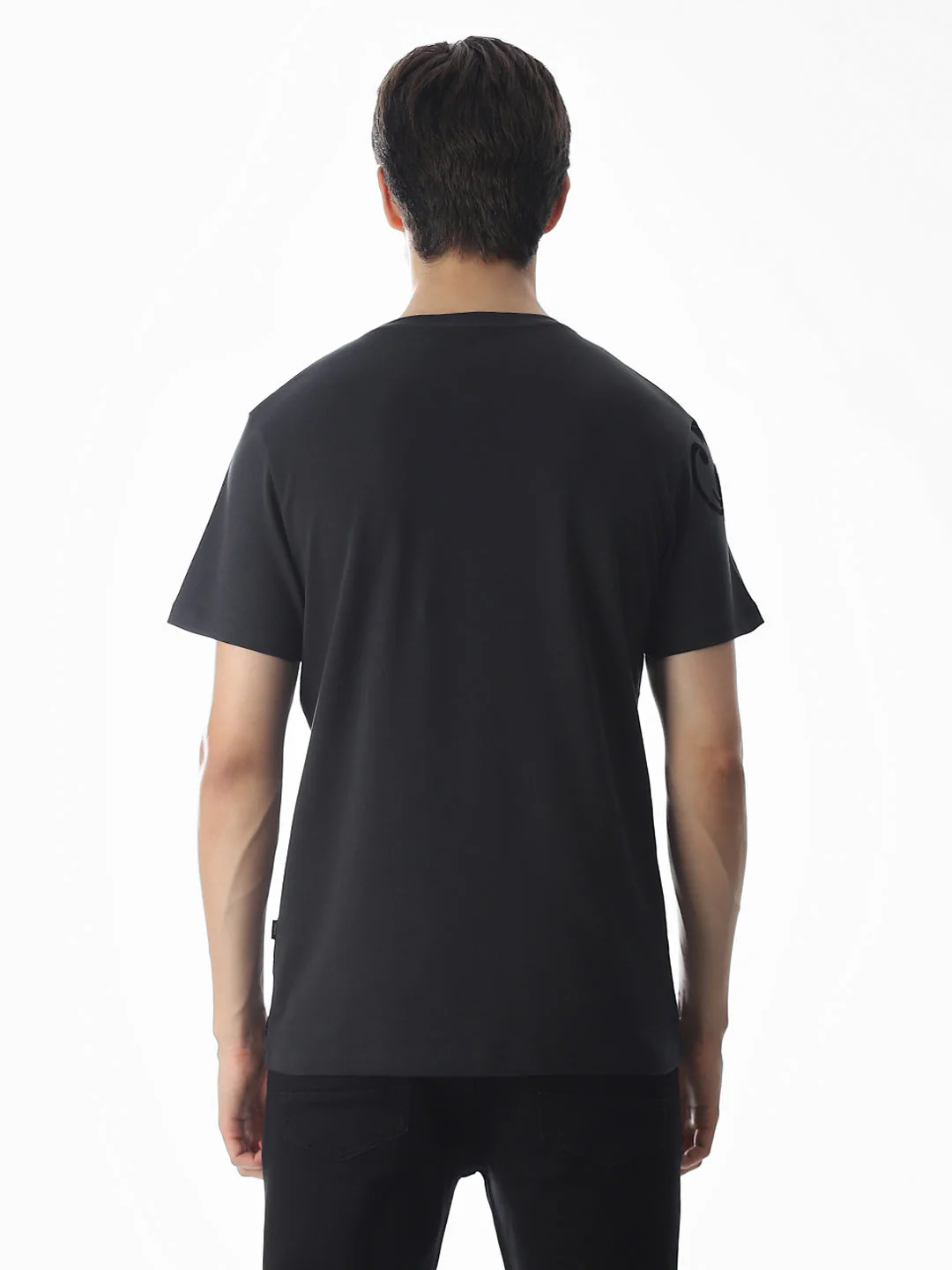 Black Printed Cotton T-shirt - Image 9