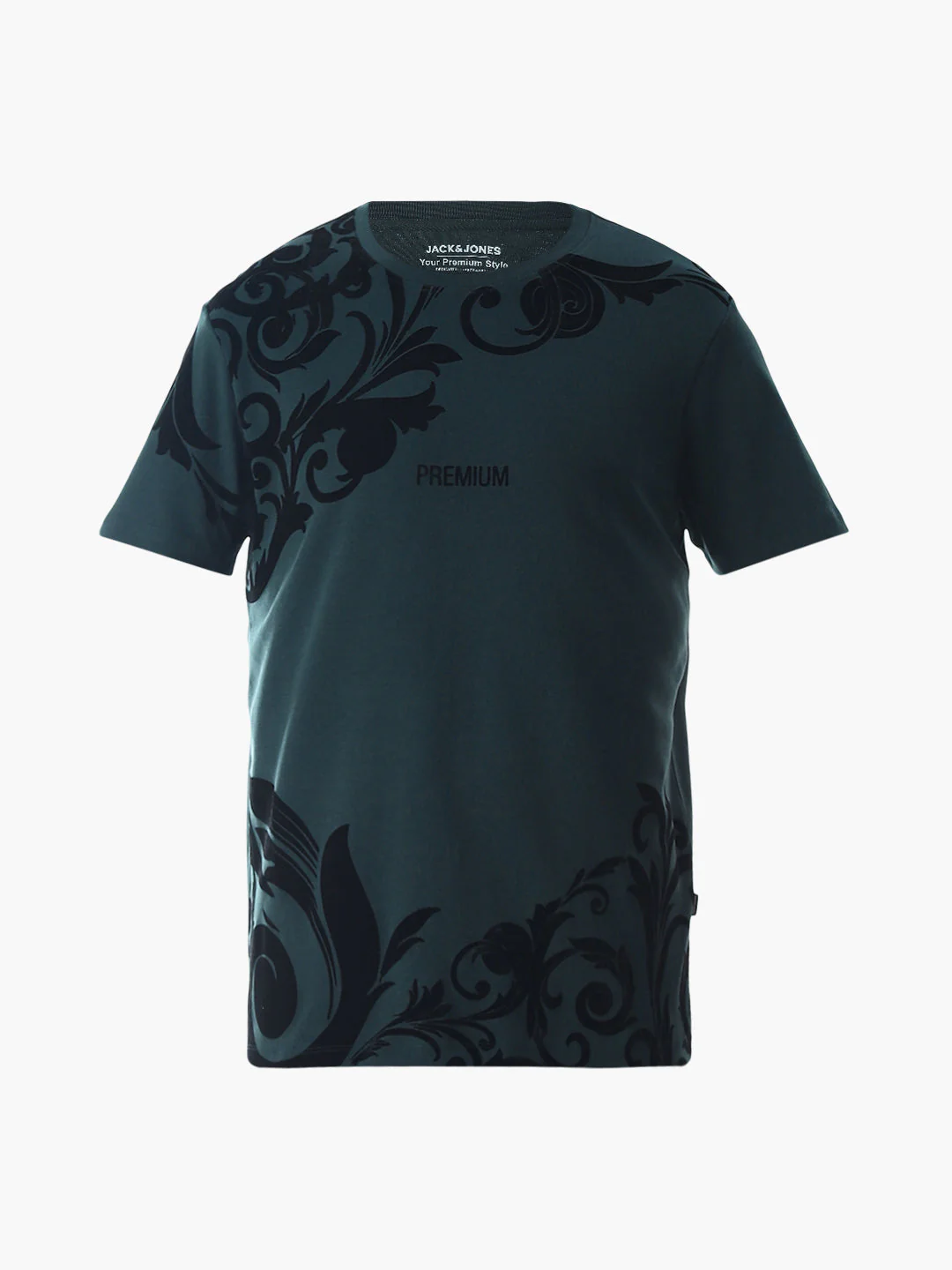 Dark Green Printed Cotton T-shirt - Image 7
