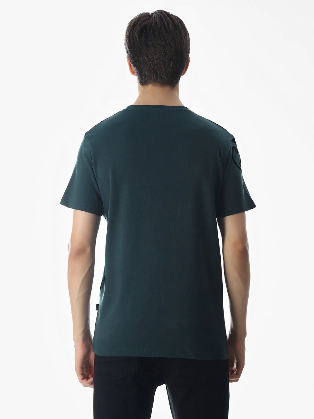 Dark Green Printed Cotton T-shirt - Image 9
