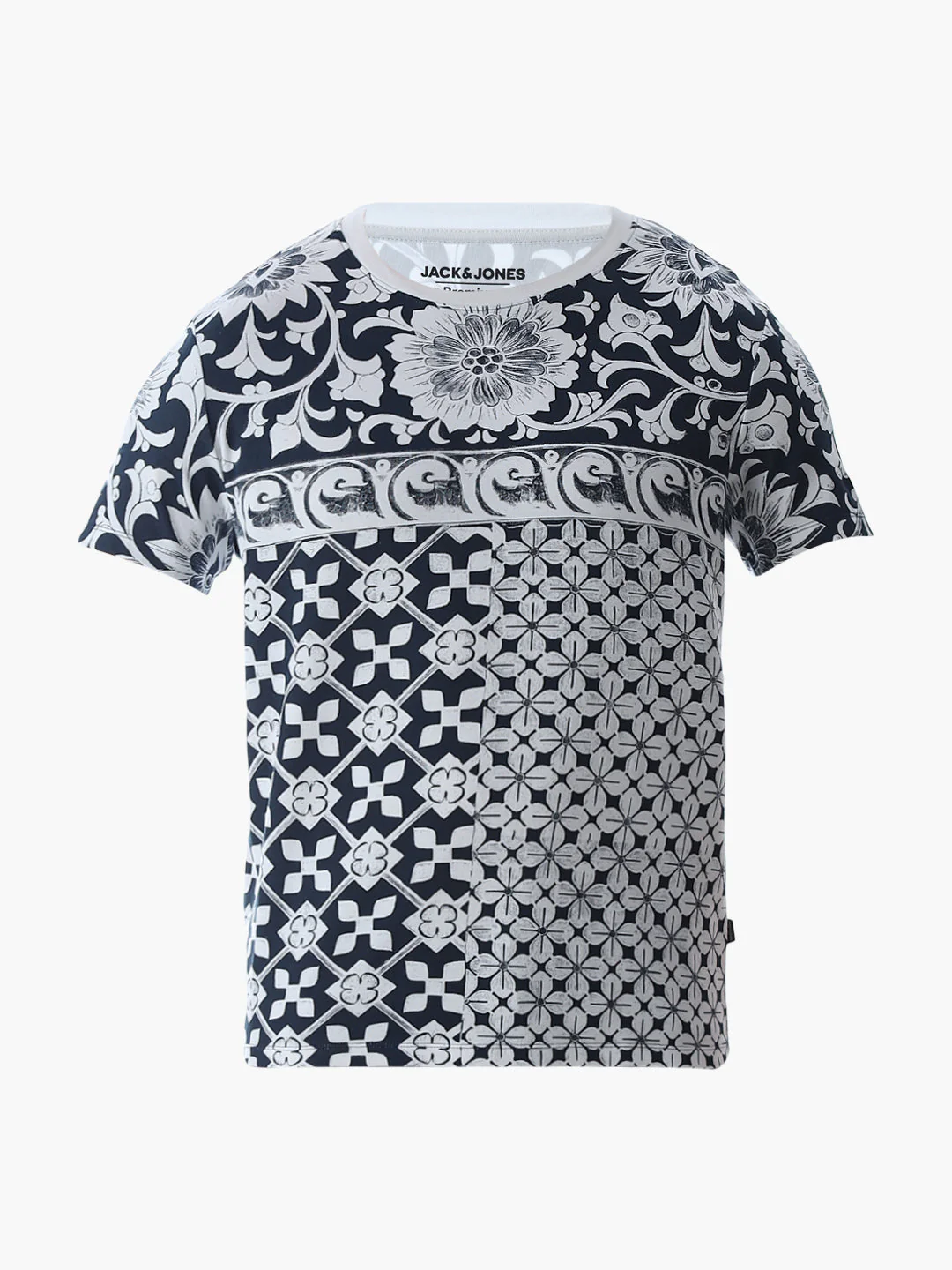 Navy Blue Printed Cotton T-shirt - Image 7