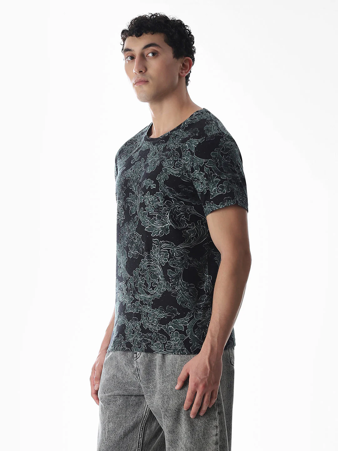 Black Printed Cotton T-shirt - Image 3