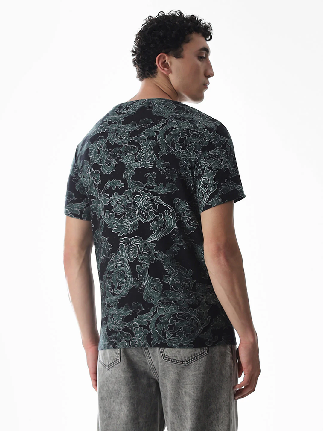 Black Printed Cotton T-shirt - Image 4