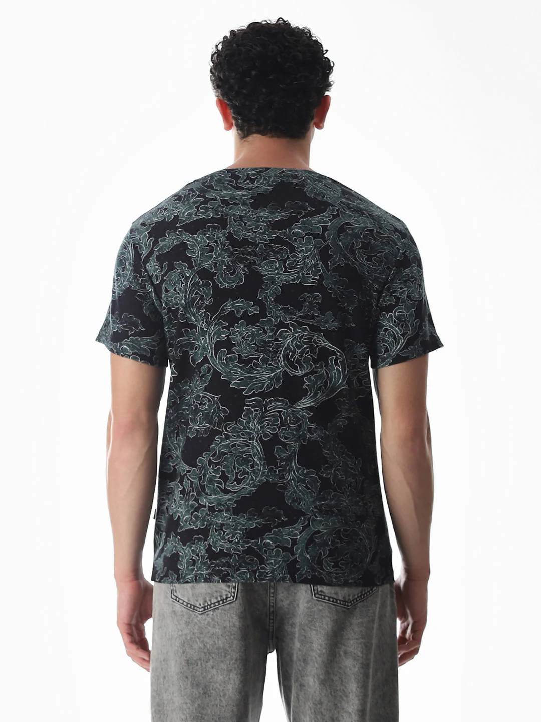 Black Printed Cotton T-shirt - Image 9
