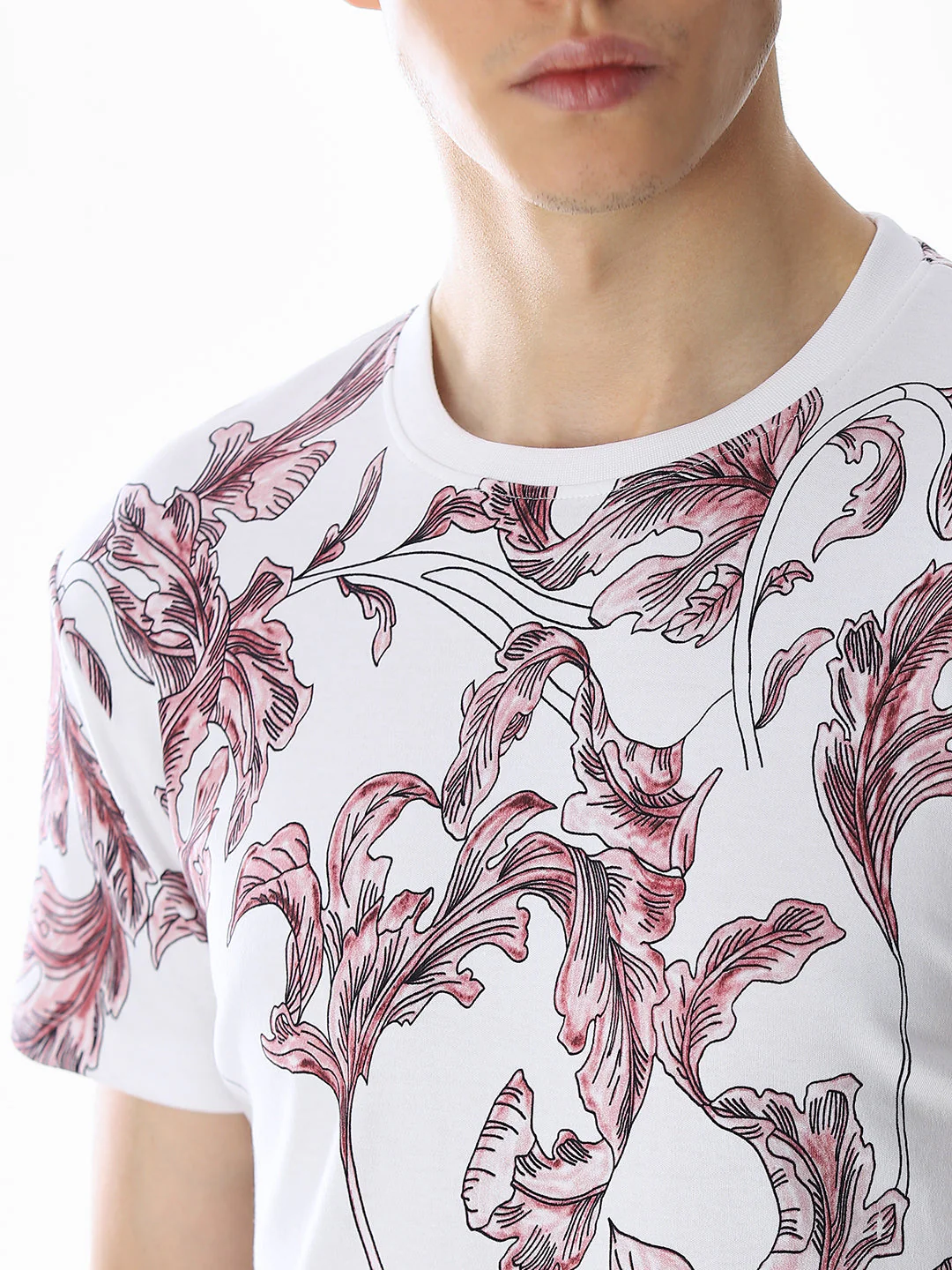 White Printed Cotton T-shirt - Image 5